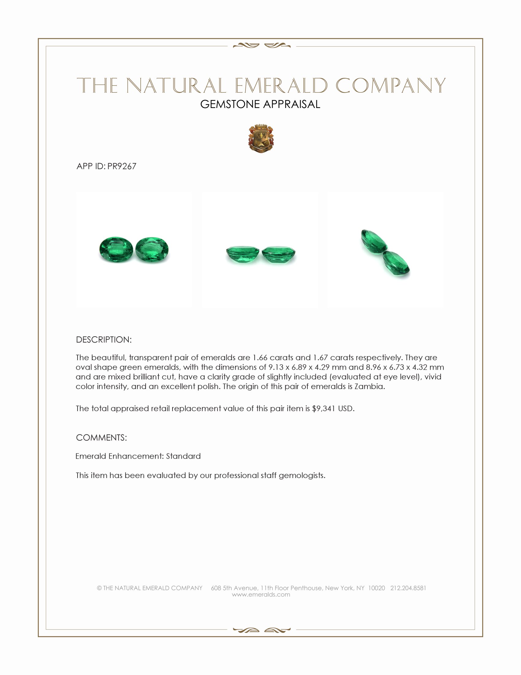 3.33 Ct.Tw. Emerald Pair from Zambia