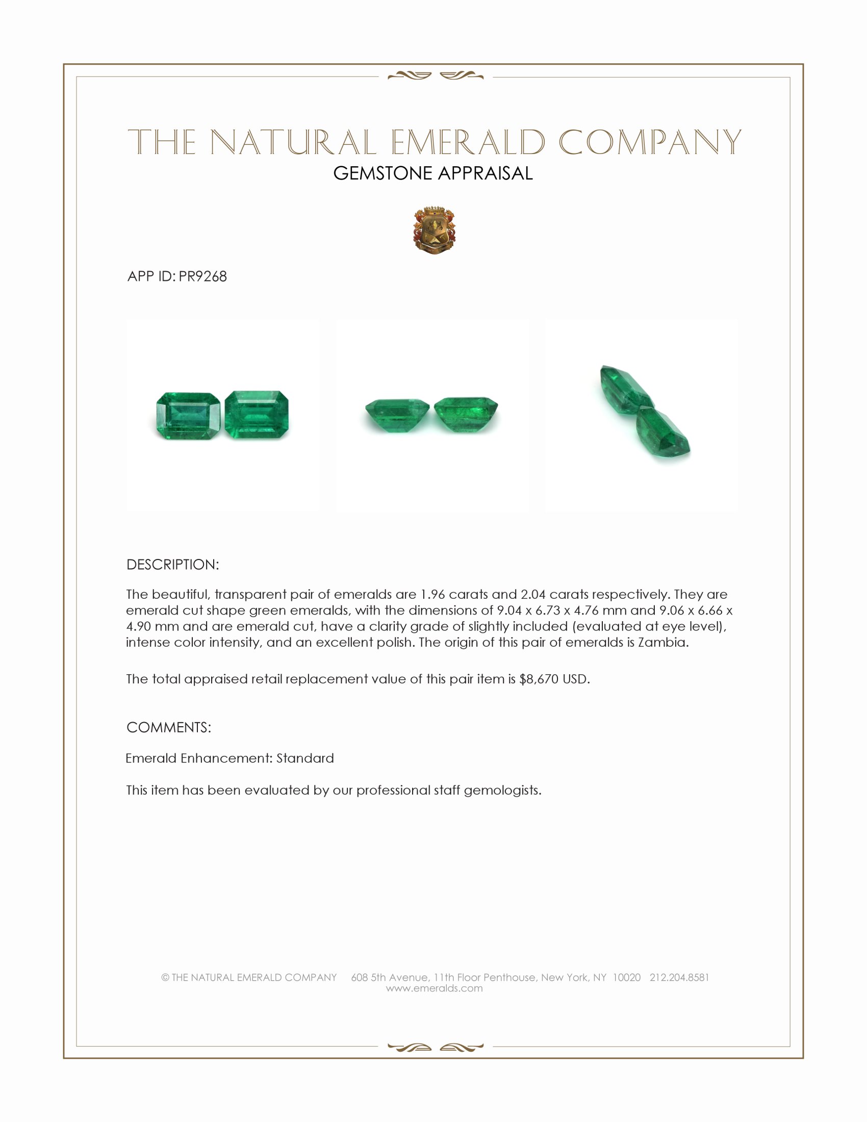 4.00 Ct.Tw. Emerald Pair from Zambia