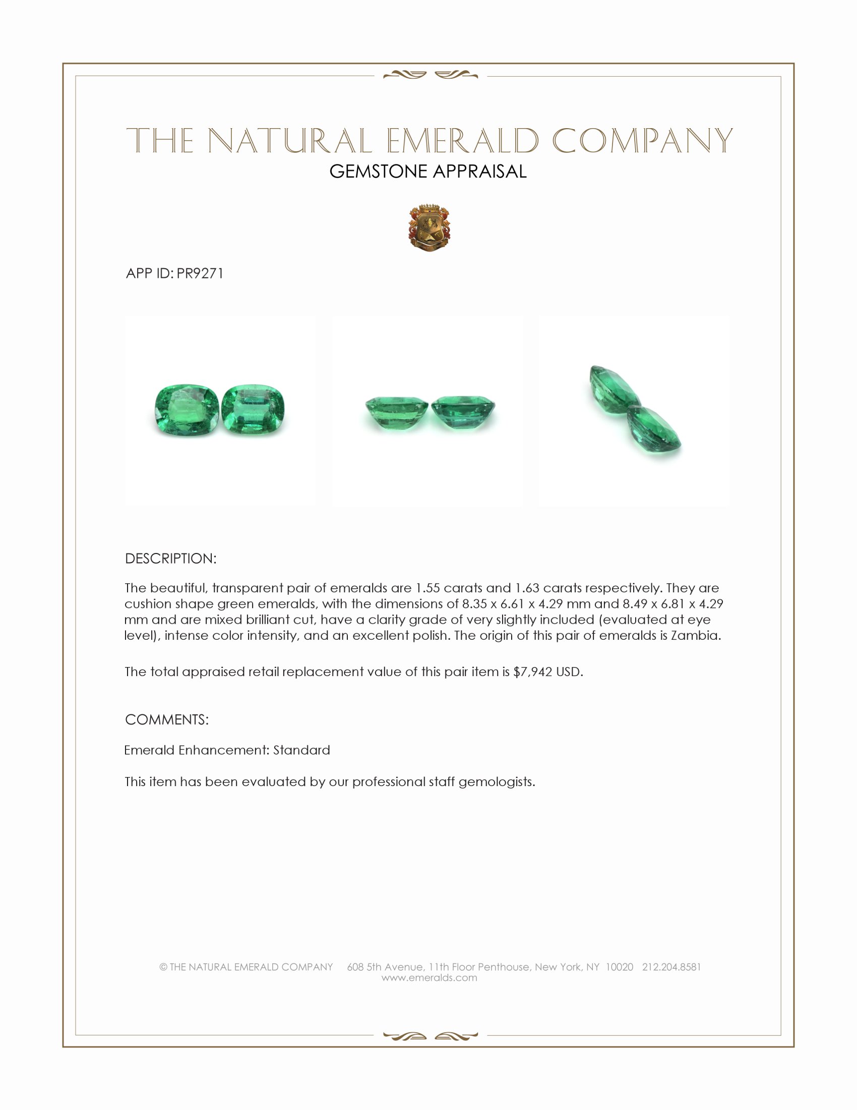 3.18 Ct.Tw. Emerald Pair from Zambia