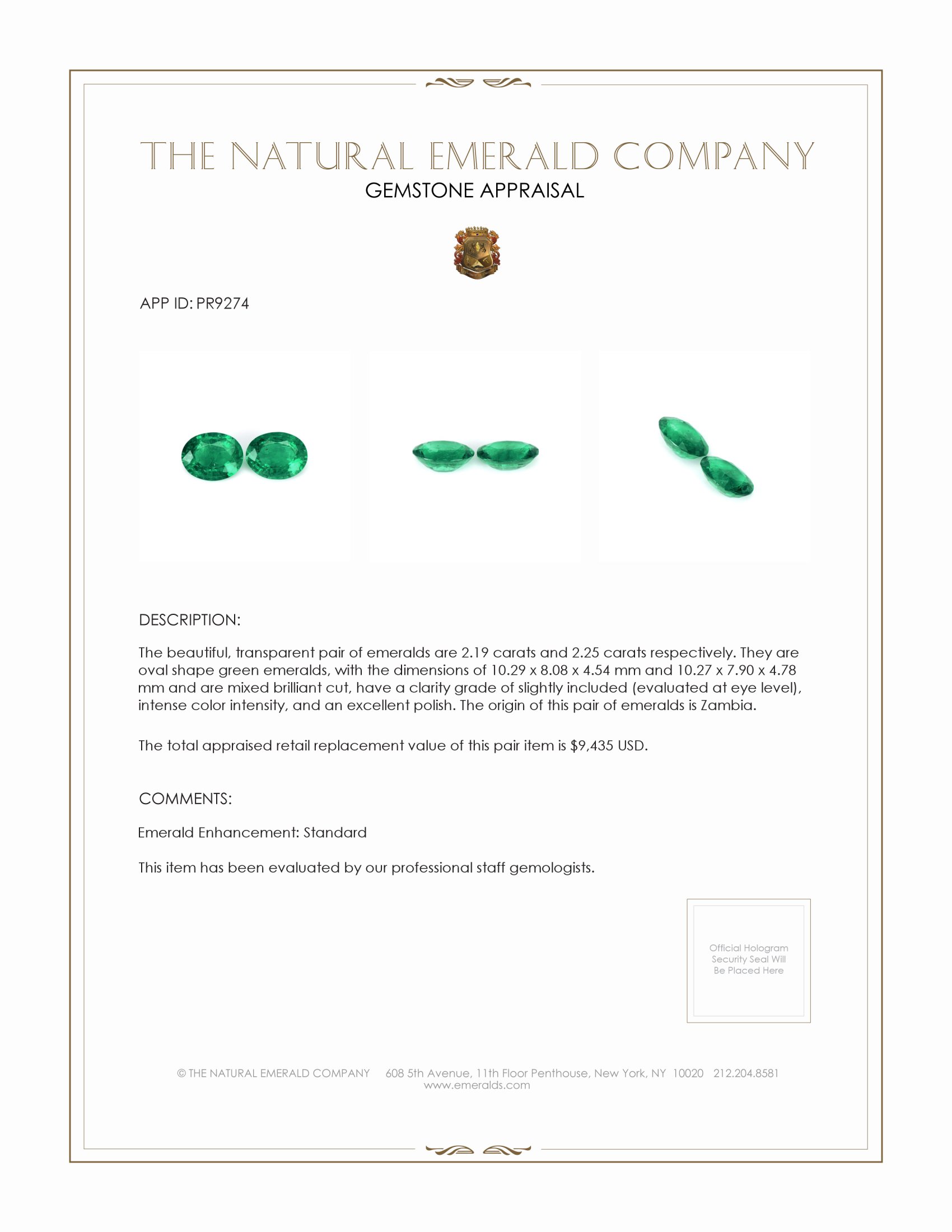 4.44 Ct.Tw. Emerald Pair from Zambia