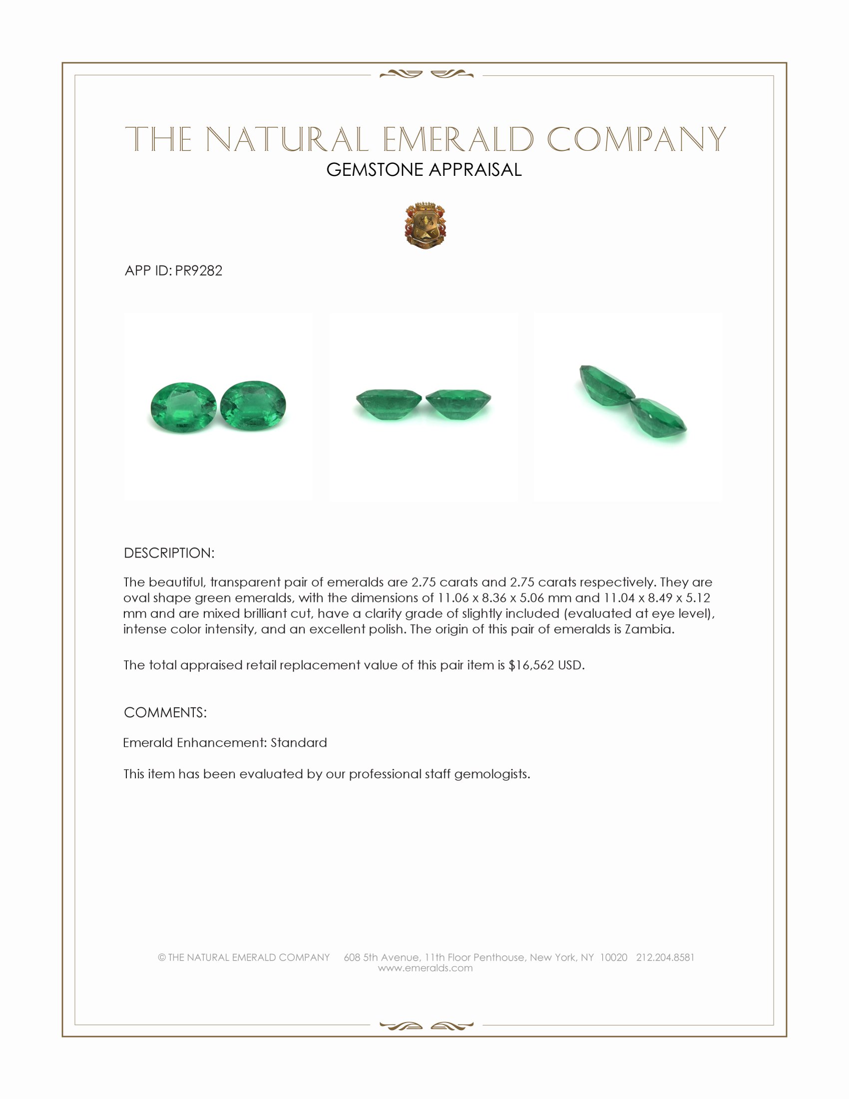 5.50 Ct.Tw. Emerald Pair from Zambia