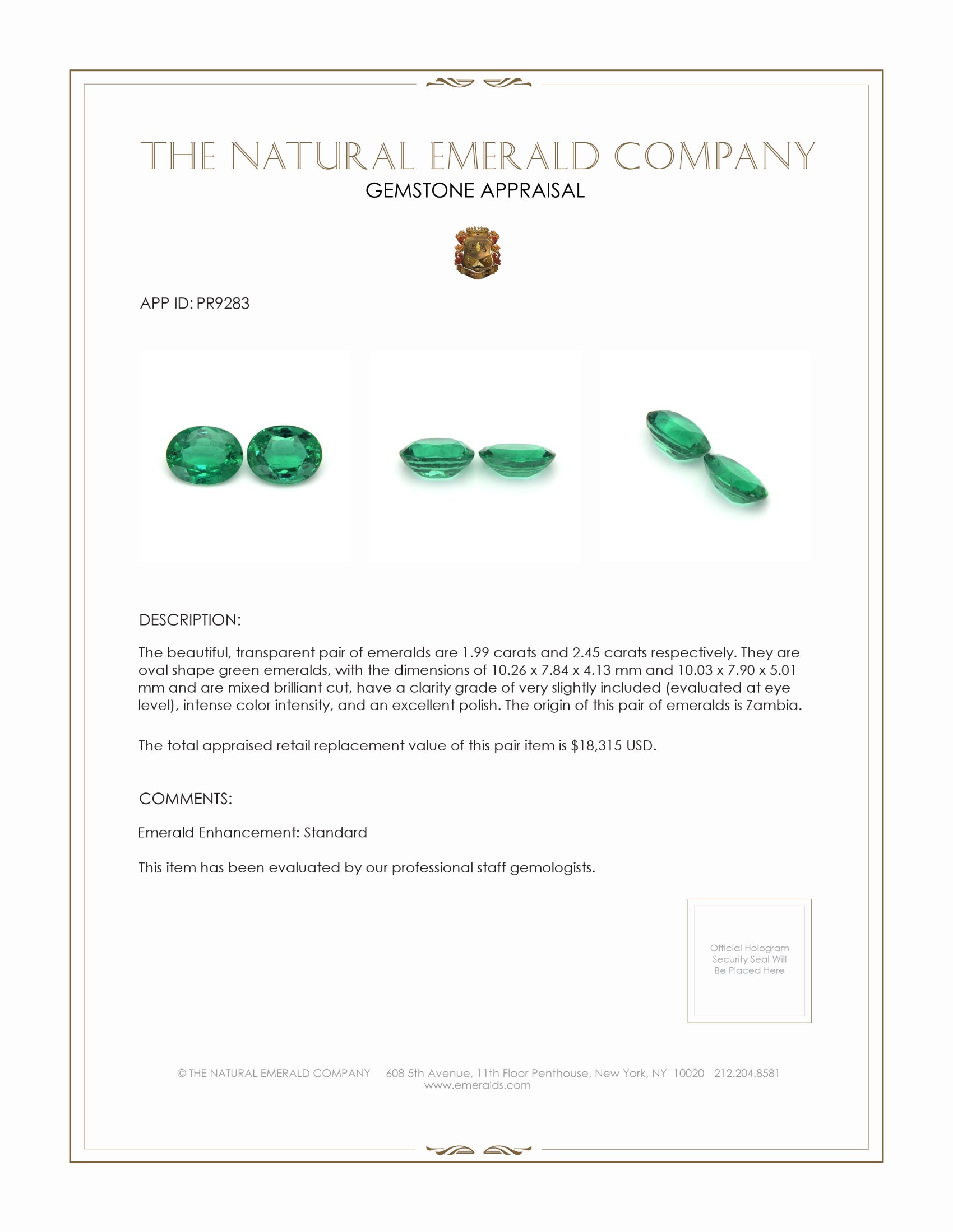 4.44 Ct.Tw. Emerald Pair from Zambia