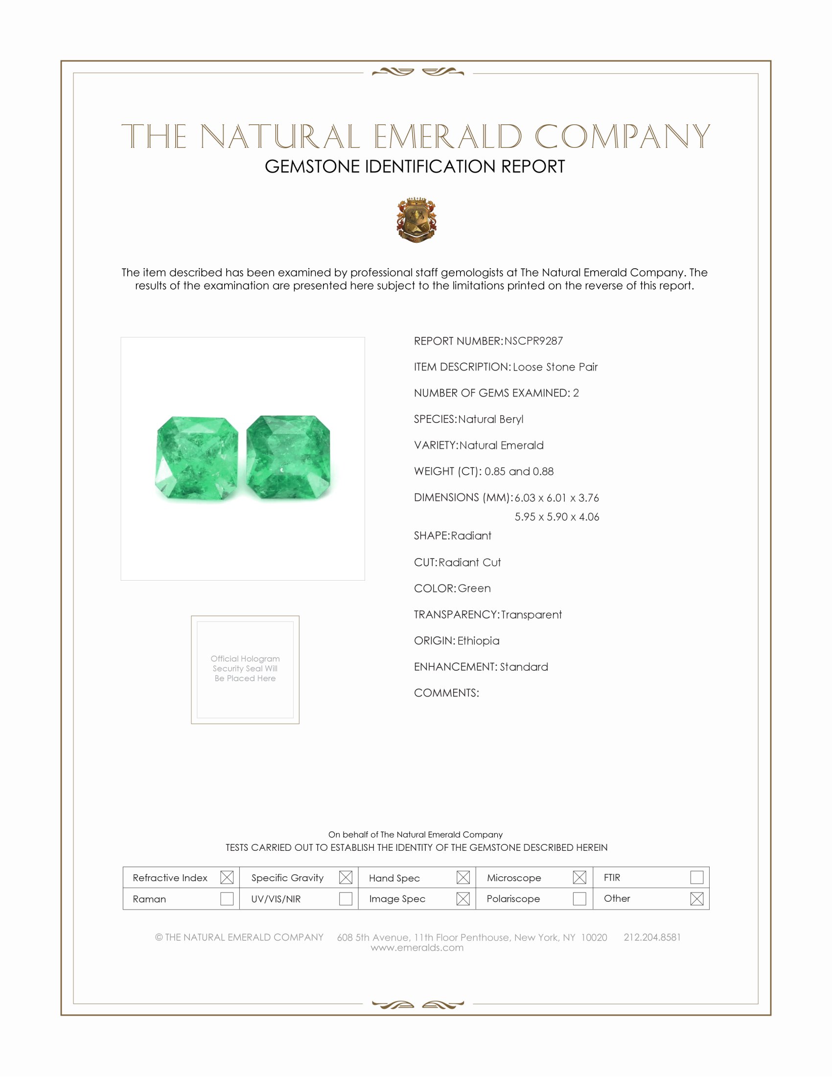 1.73 Ct.Tw. Emerald Pair from Ethiopia