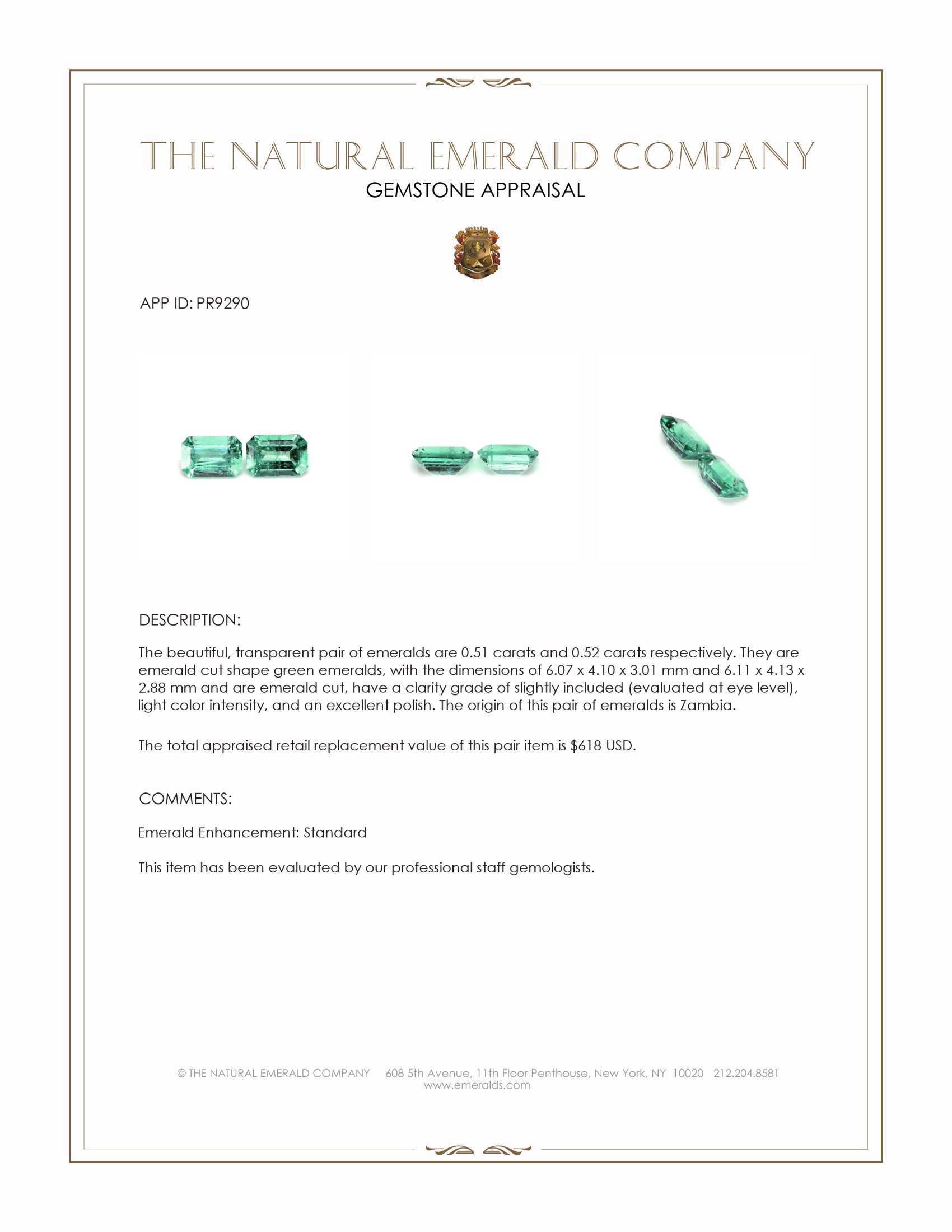 1.03 Ct.Tw. Emerald Pair from Zambia