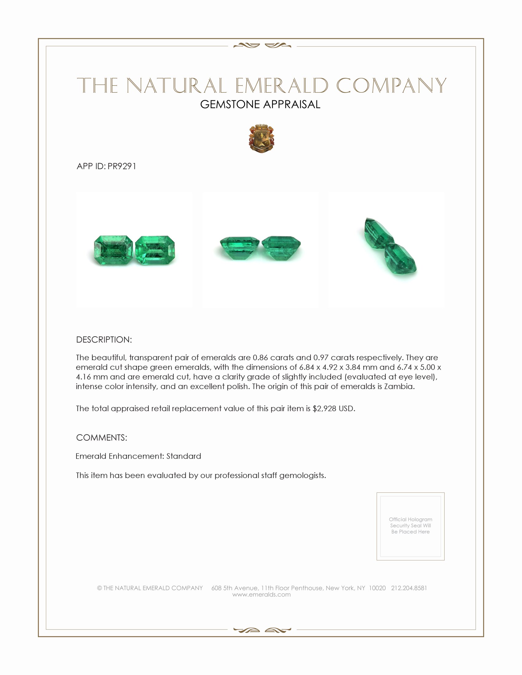 1.83 Ct.Tw. Emerald Pair from Zambia