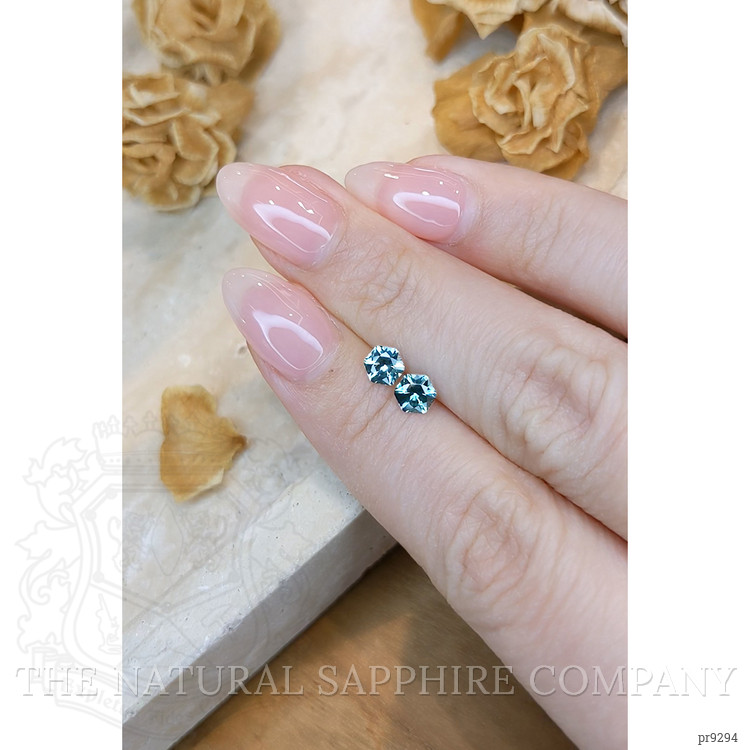 0.98 Ct.Tw. Greenish Blue Sapphire Pair from Montana