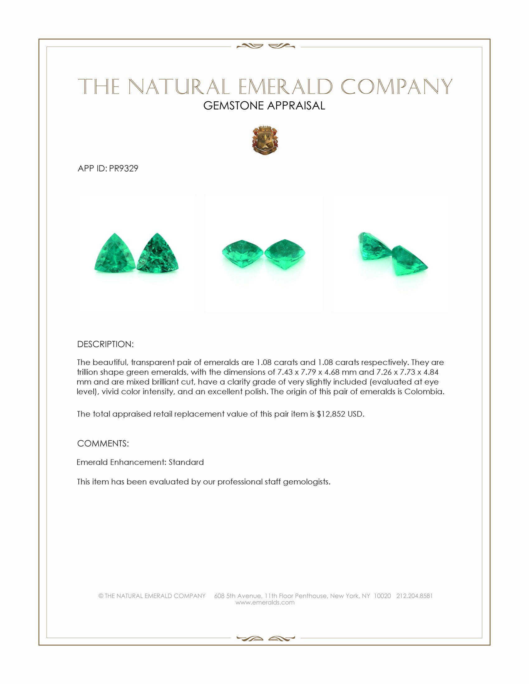 2.16 Ct.Tw. Emerald Pair from Colombia