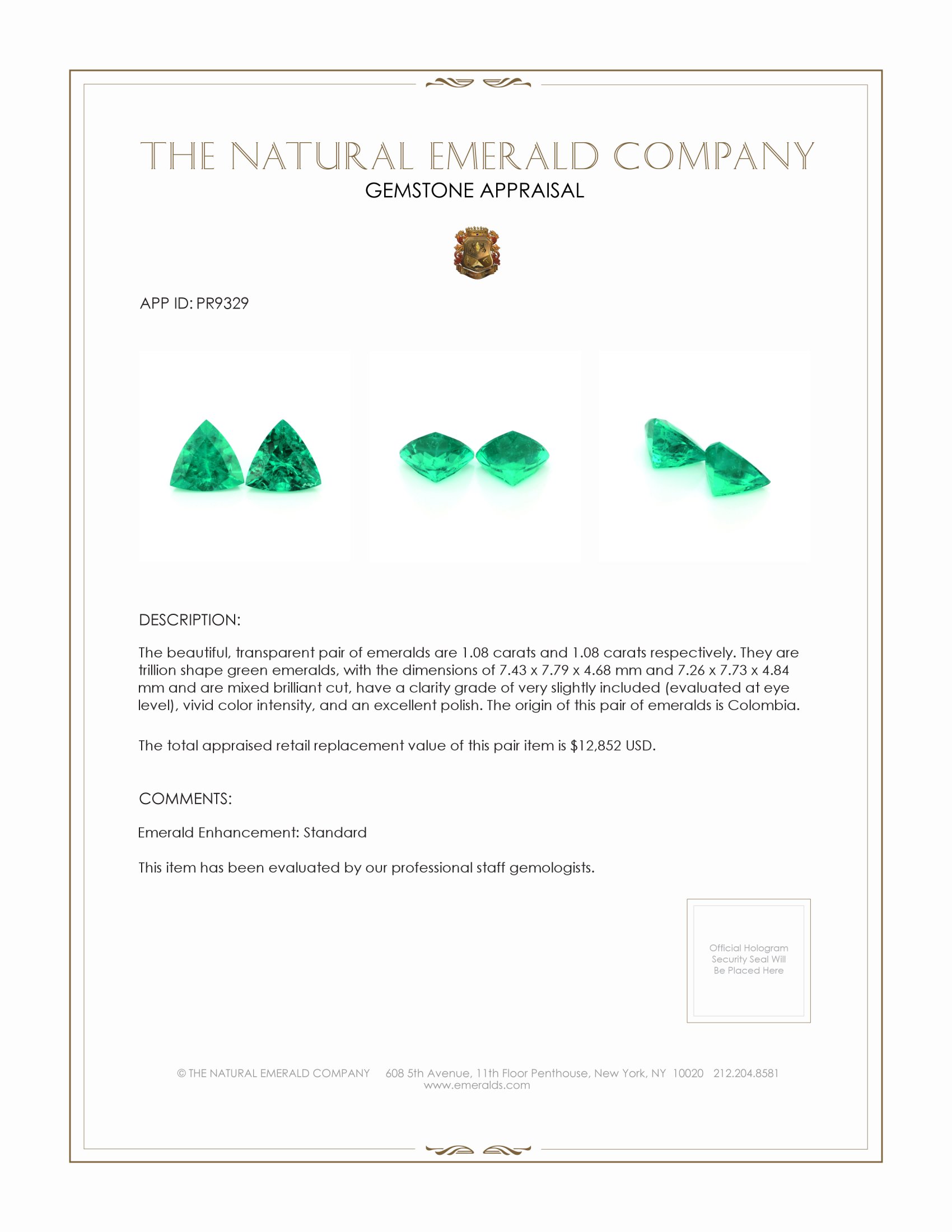 2.16 Ct.Tw. Emerald Pair from Colombia