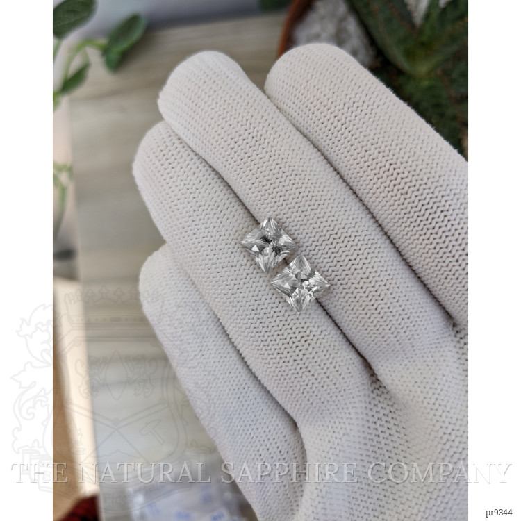 6.15 Ct.Tw. White Sapphire Pair from Madagascar