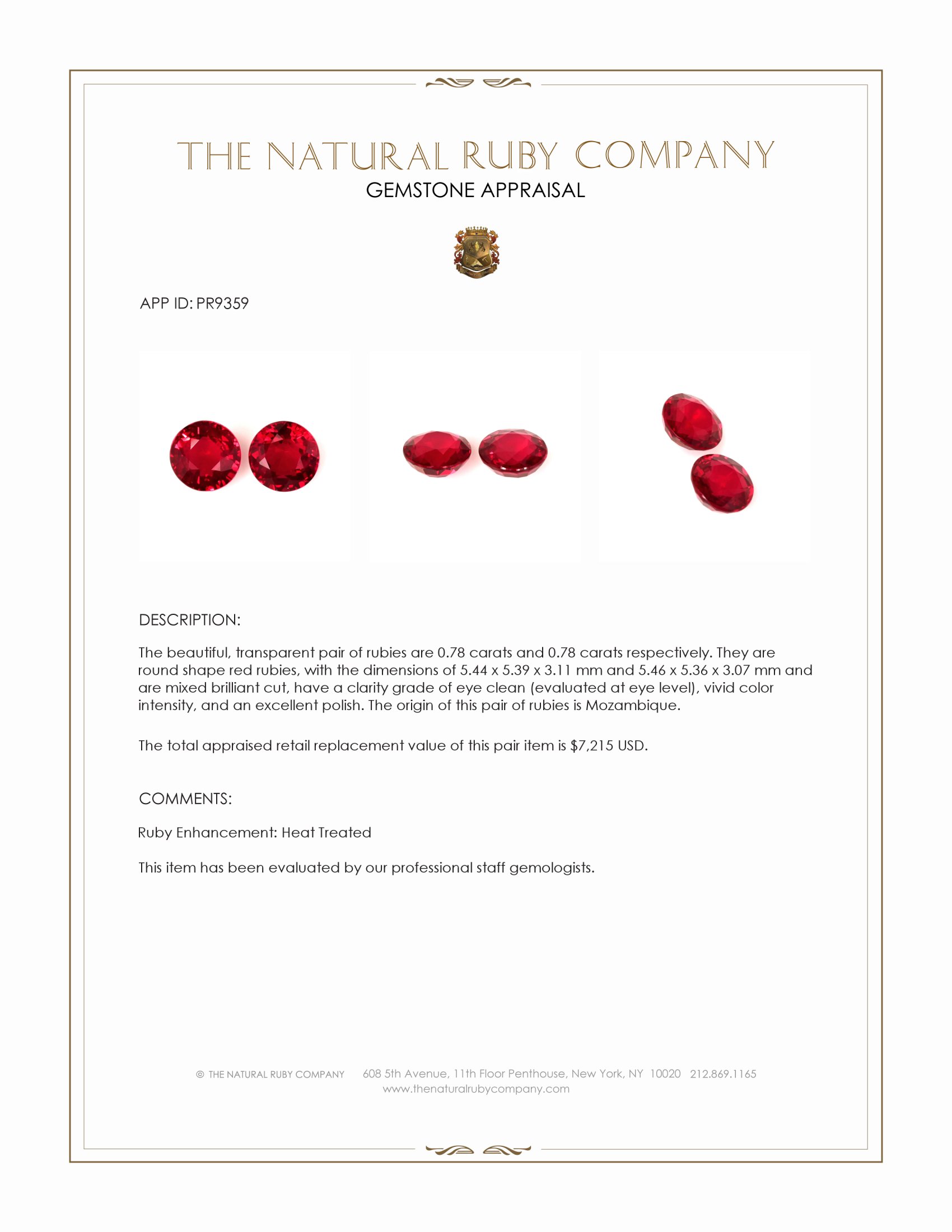 1.56 Ct.Tw. Ruby Pair from Mozambique
