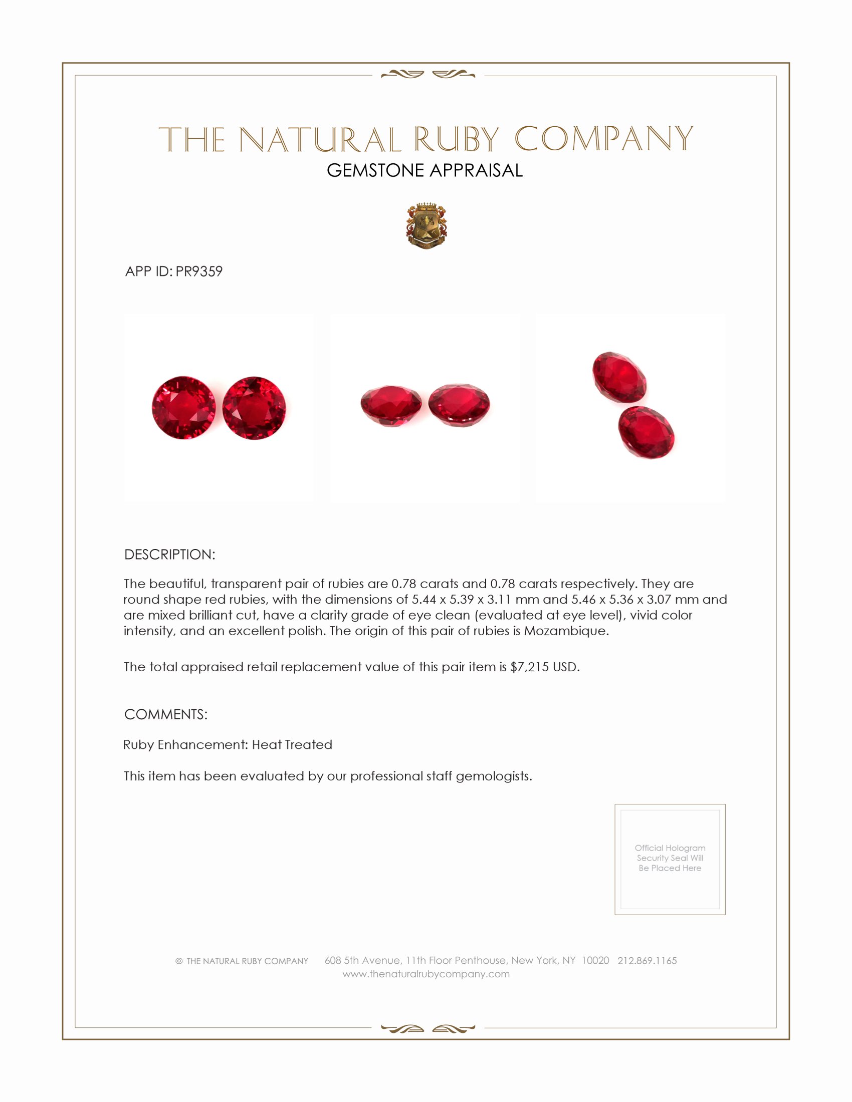 1.56 Ct.Tw. Ruby Pair from Mozambique