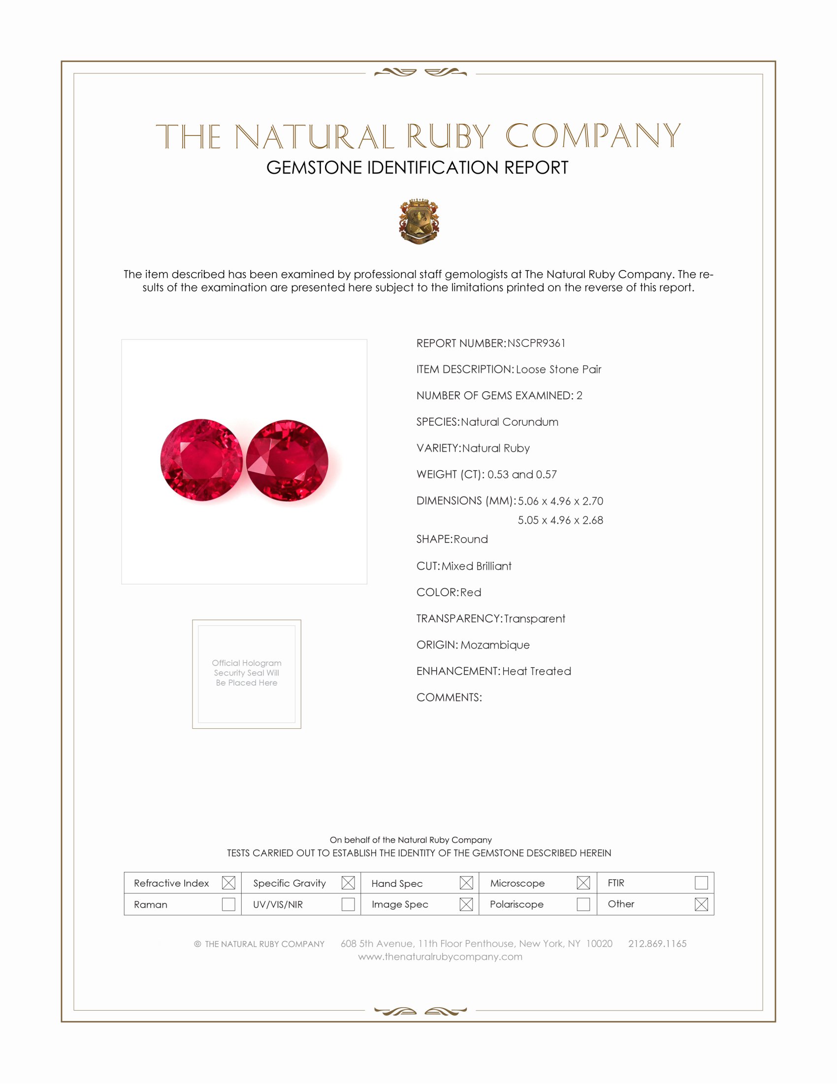 1.10 Ct.Tw. Ruby Pair from Mozambique