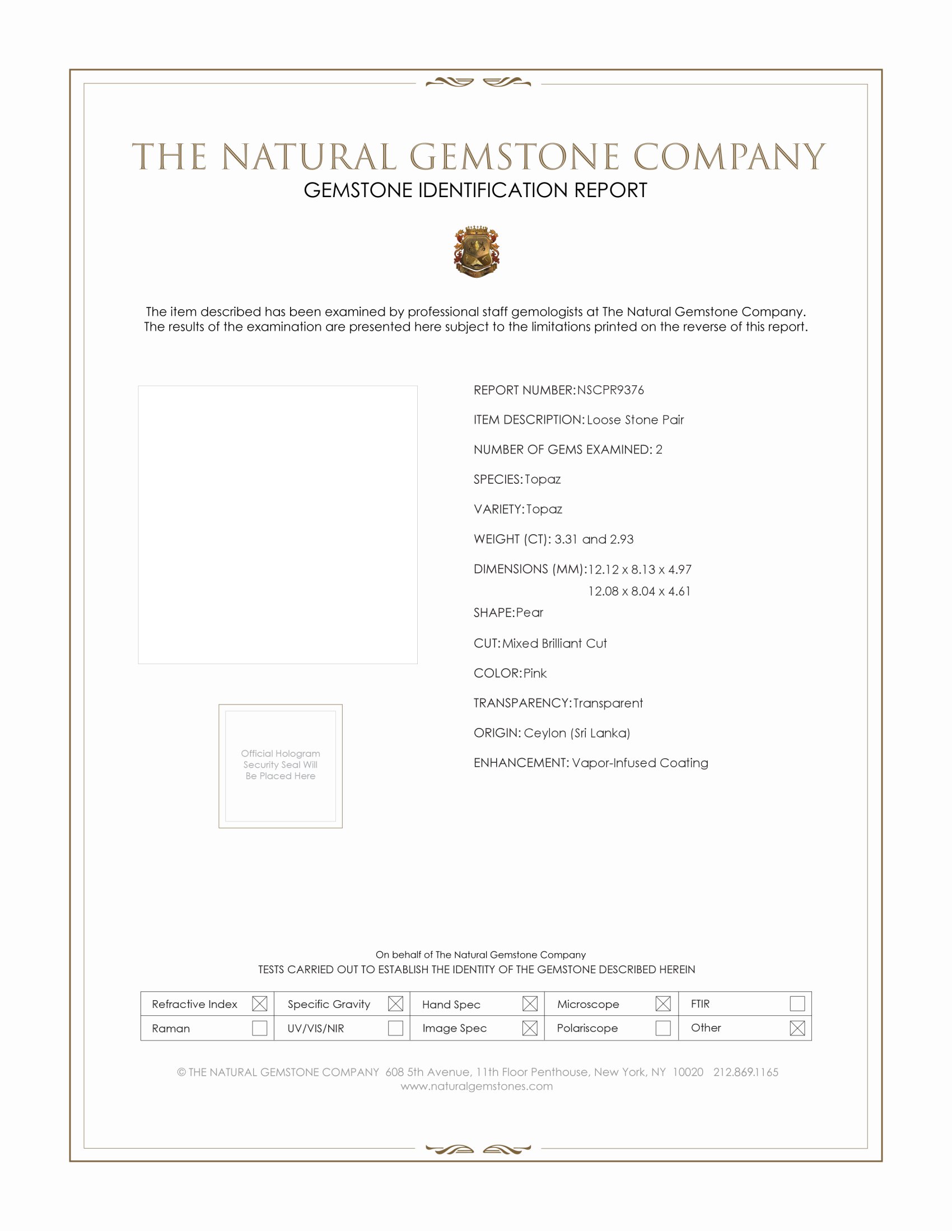 6.24 Ct.Tw. Pink Topaz Pair from Ceylon (Sri Lanka)