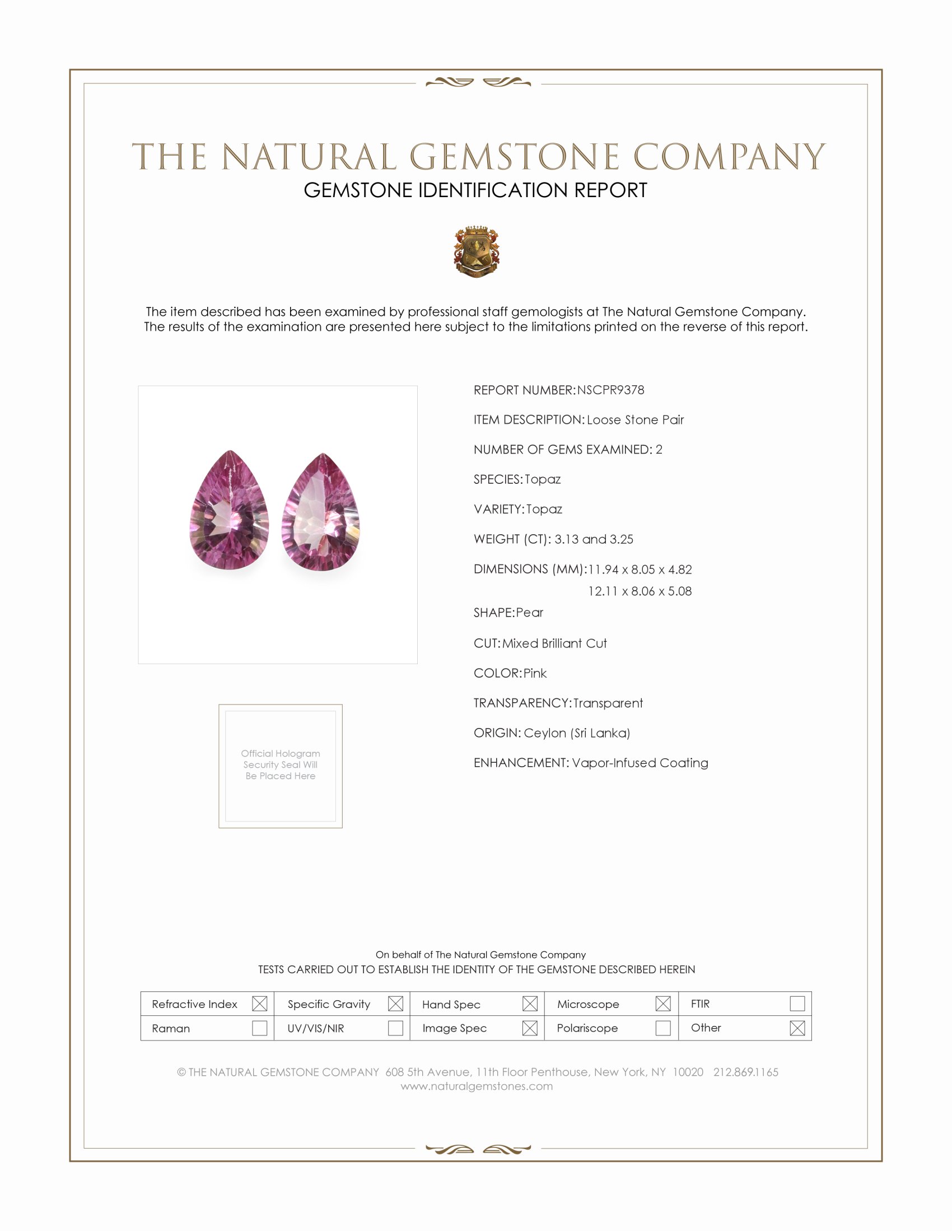 6.38 Ct.Tw. Pink Topaz Pair from Ceylon (Sri Lanka)