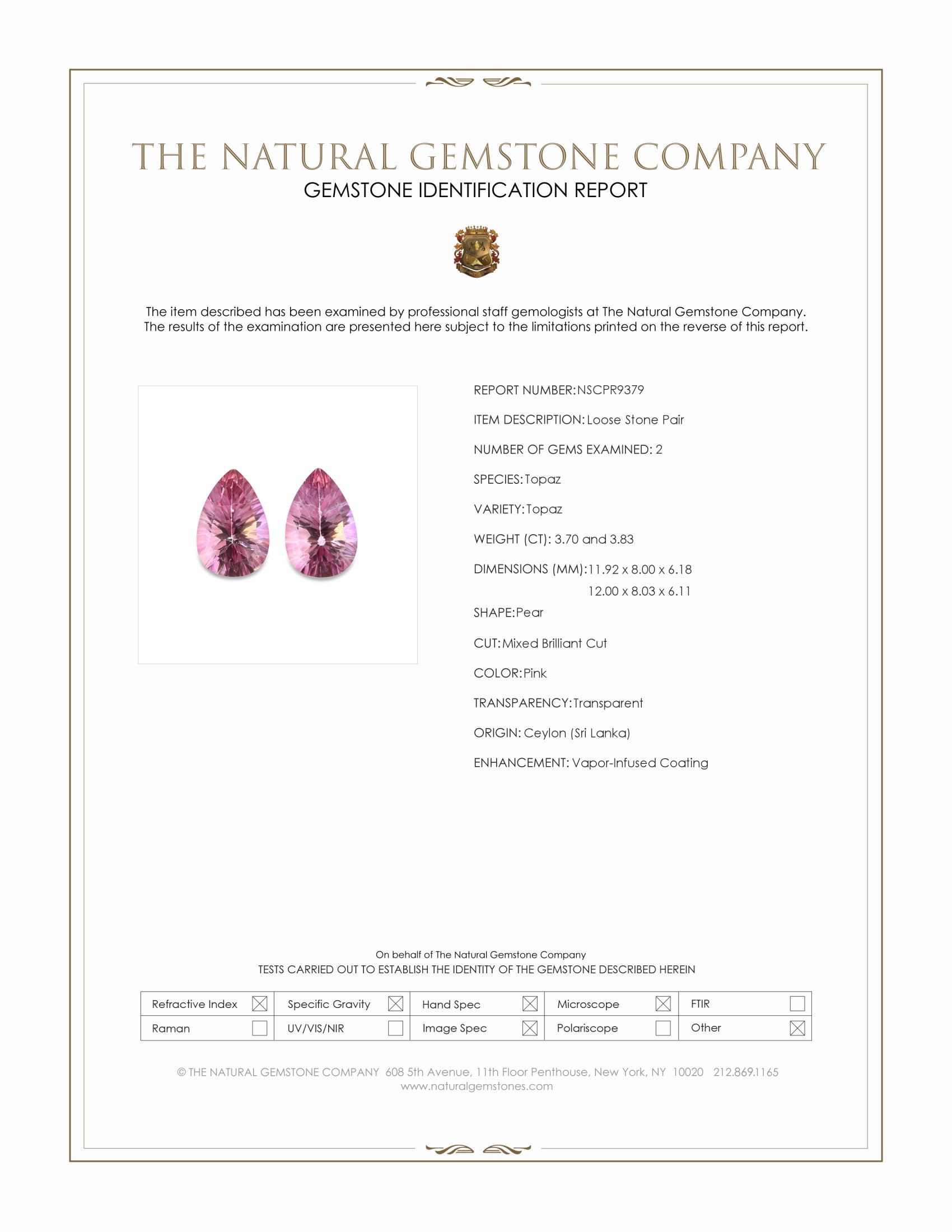 7.53 Ct.Tw. Pink Topaz Pair from Ceylon (Sri Lanka)