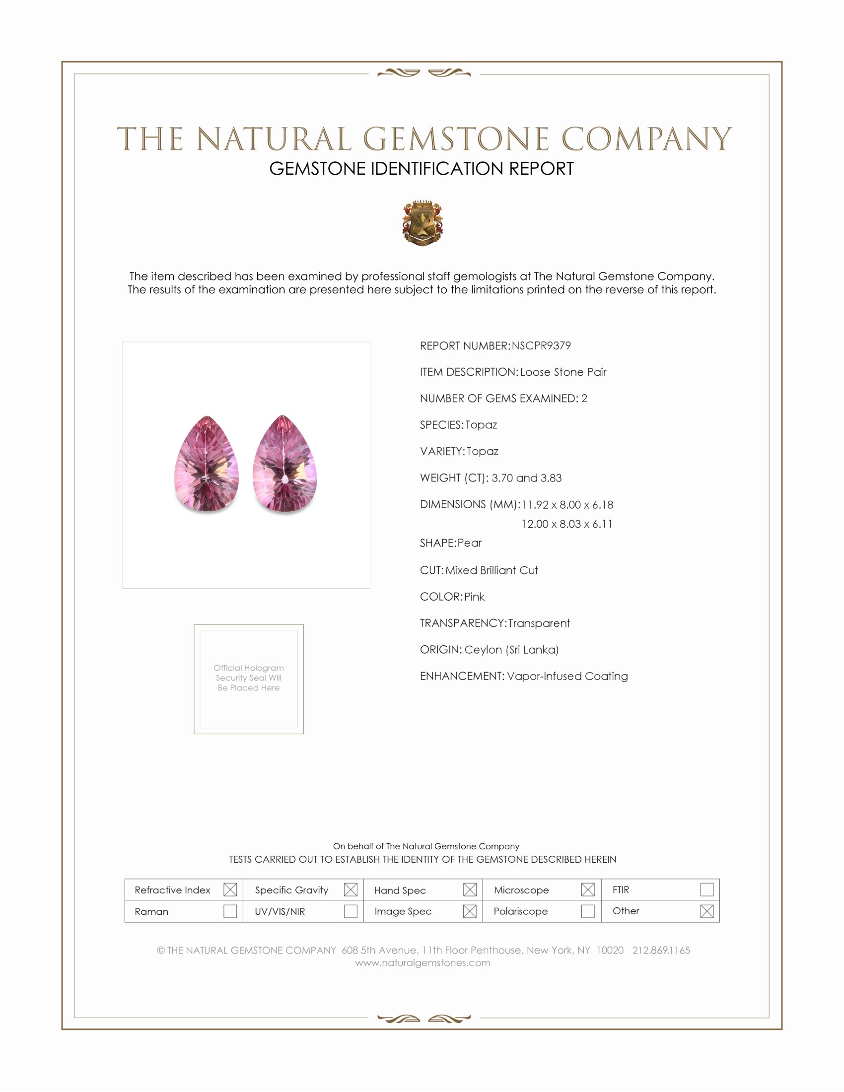7.53 Ct.Tw. Pink Topaz Pair from Ceylon (Sri Lanka)