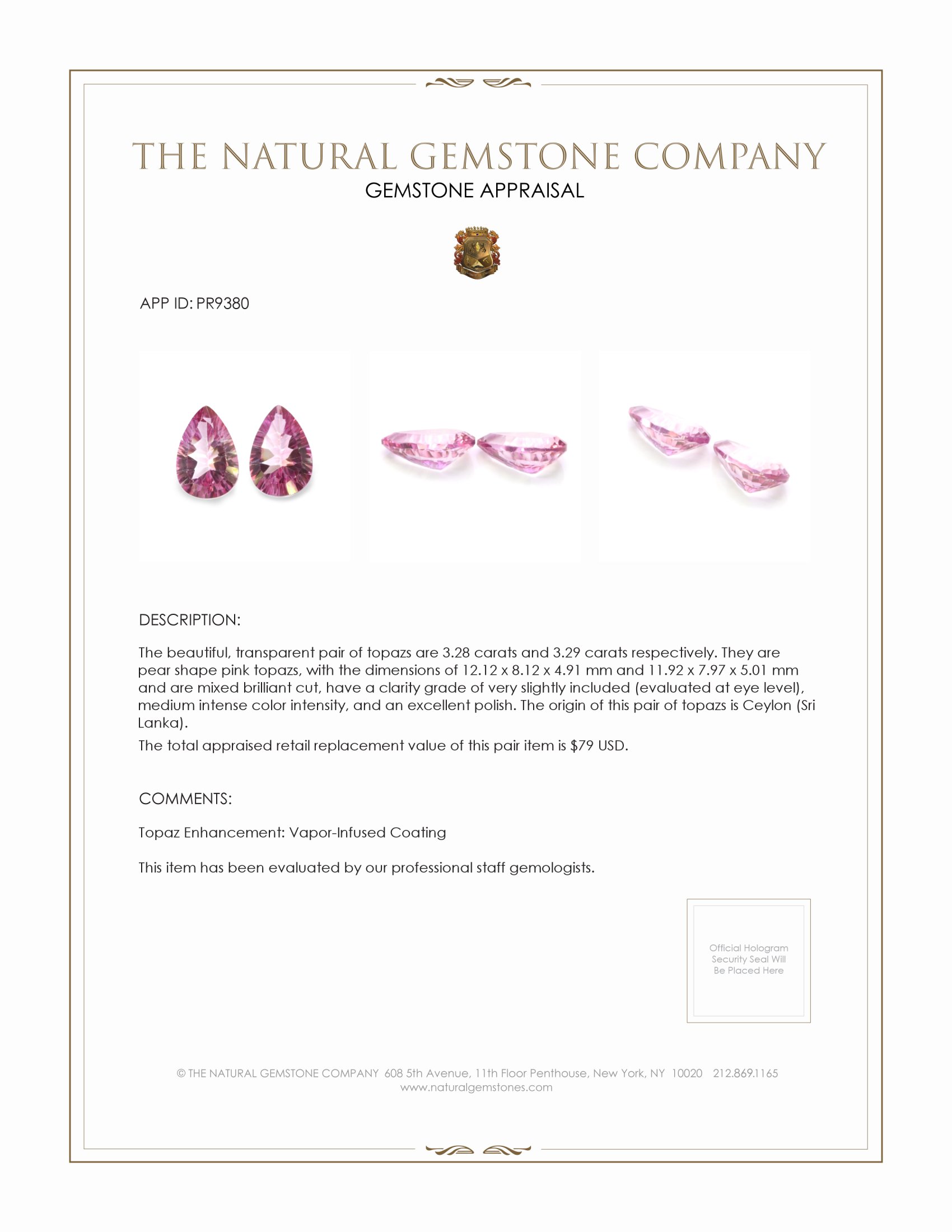 6.57 Ct.Tw. Topaz Pair from Ceylon (Sri Lanka)