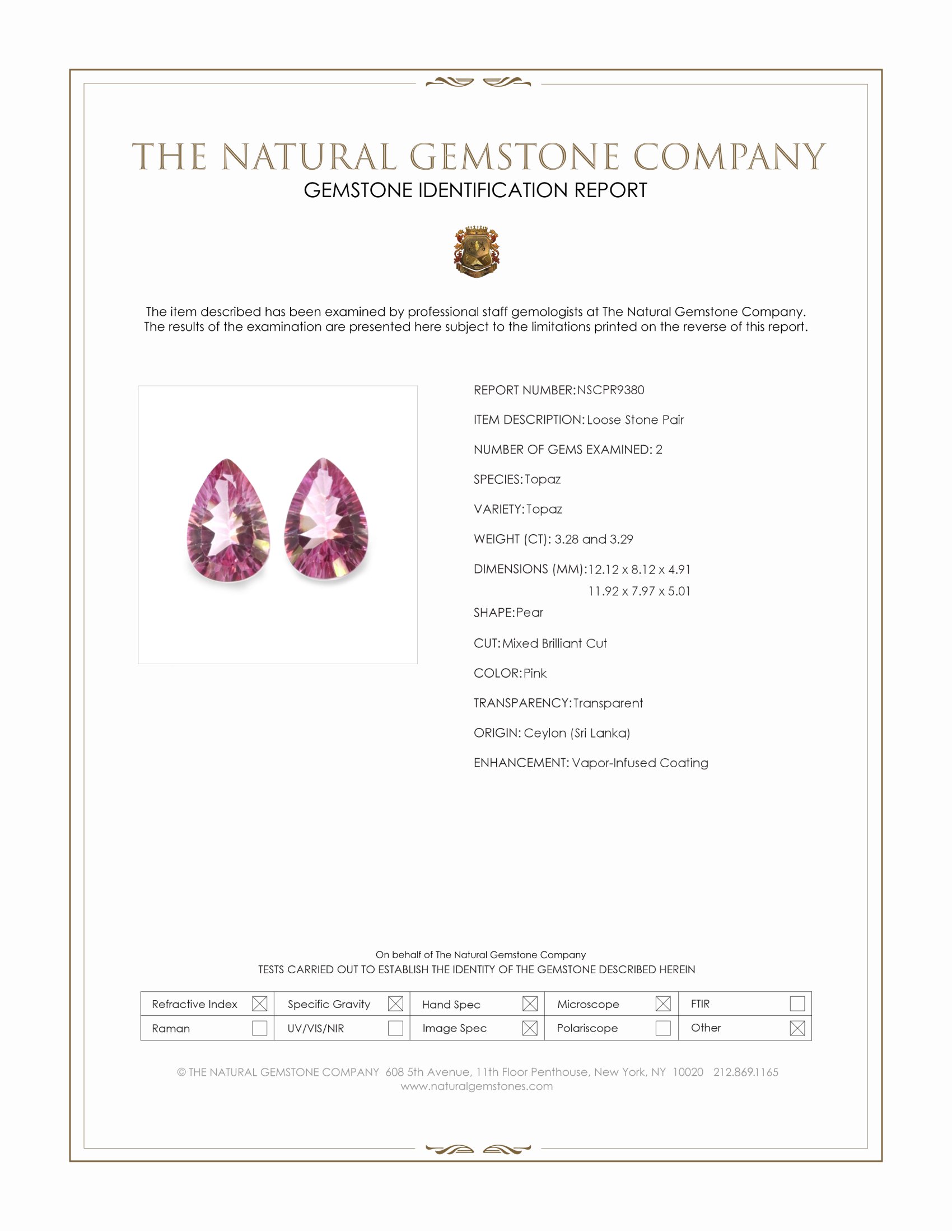 6.57 Ct.Tw. Pink Topaz Pair from Ceylon (Sri Lanka)