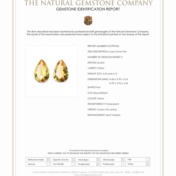 8.36 Ct.Tw. Citrine Pair from Ceylon (Sri Lanka)