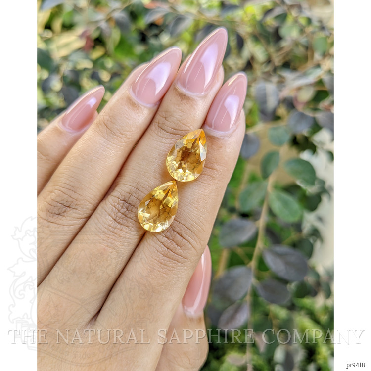 9.72 Ct.Tw. Citrine Pair from Ceylon (Sri Lanka)