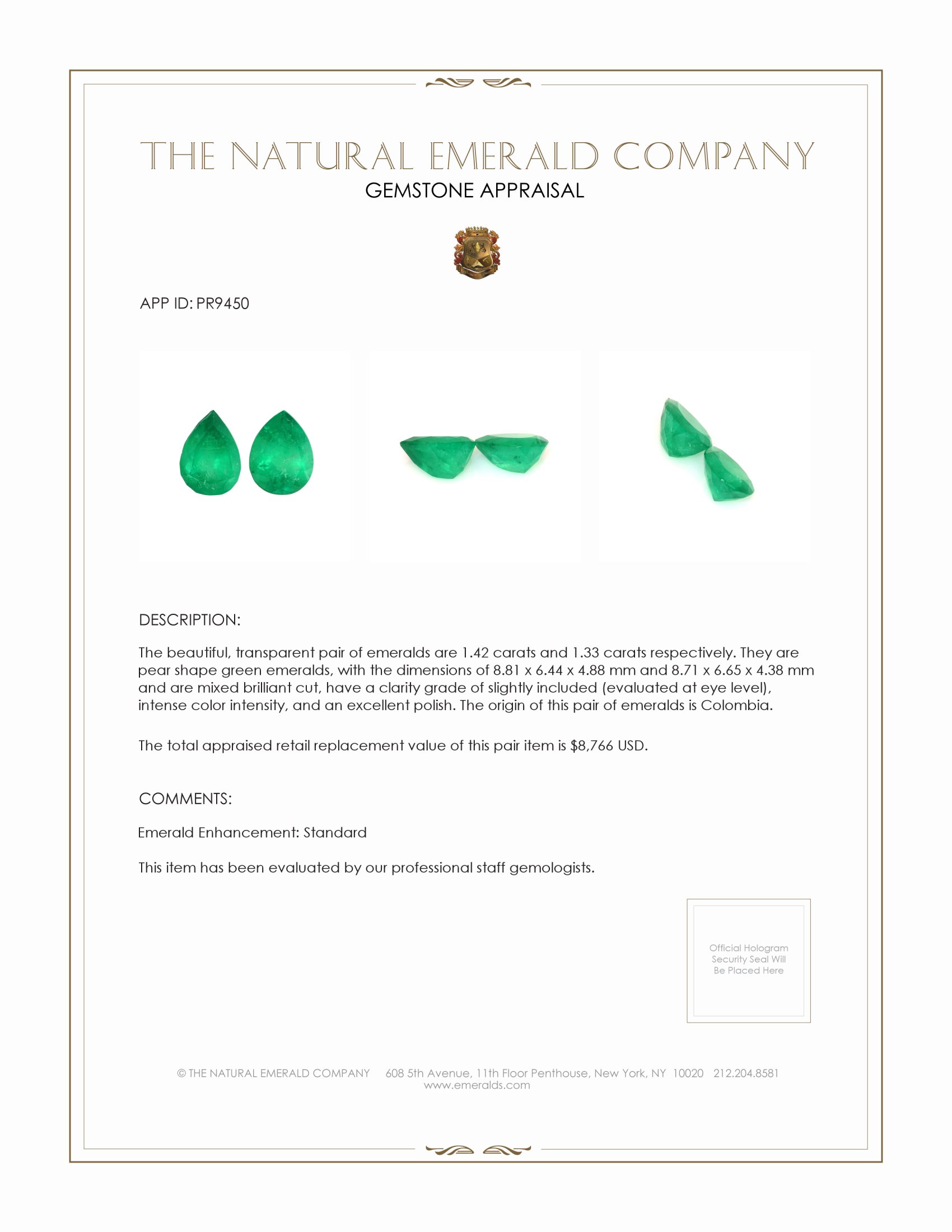 2.75 Ct.Tw. Emerald Pair from Colombia