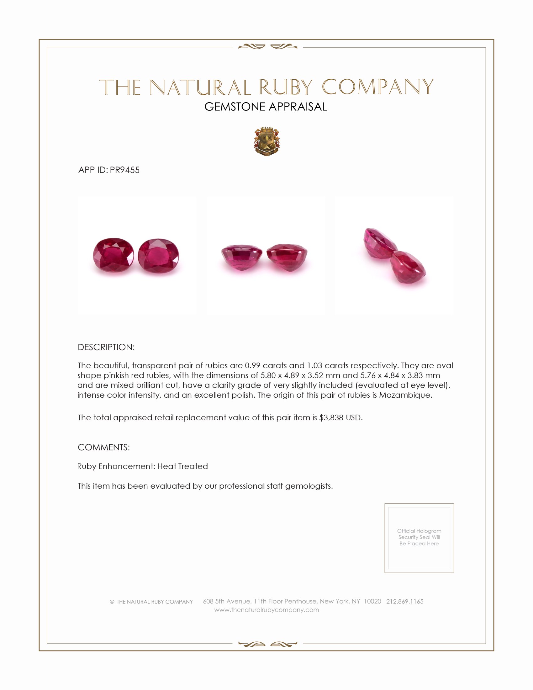 2.02 Ct.Tw. Ruby Pair from Mozambique