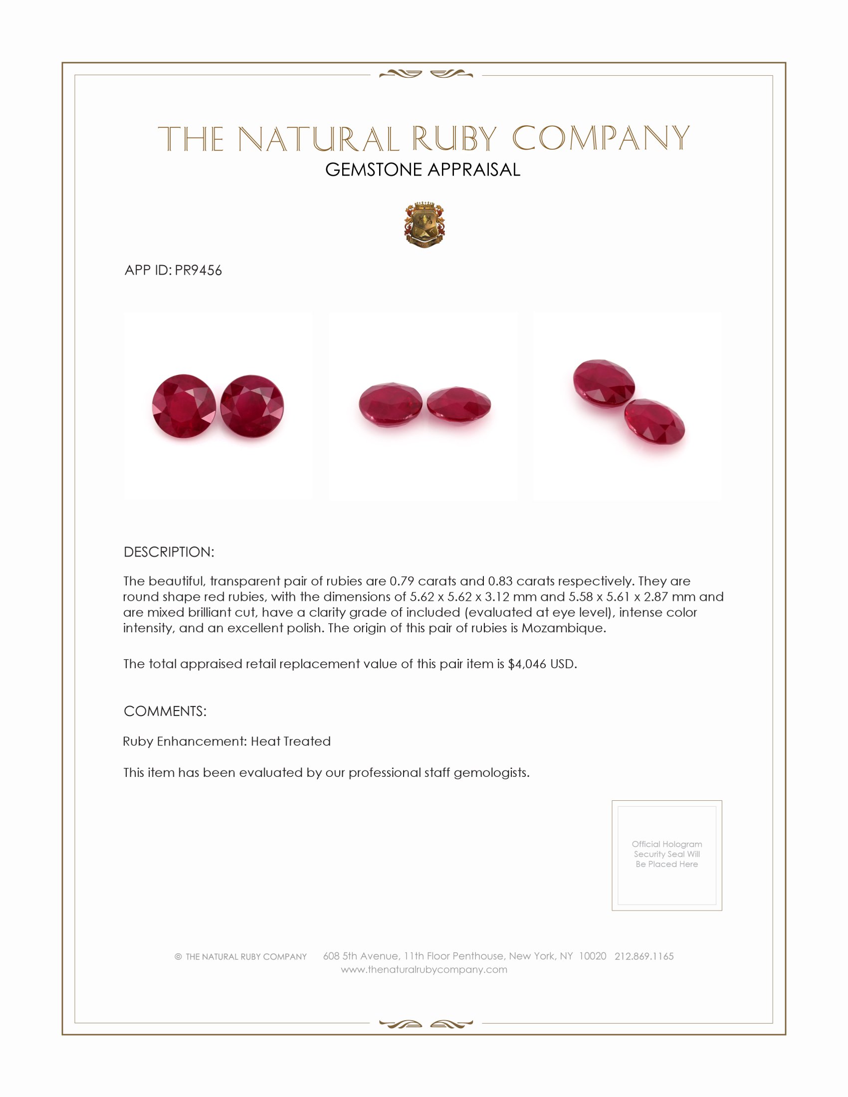 1.62 Ct.Tw. Ruby Pair from Mozambique