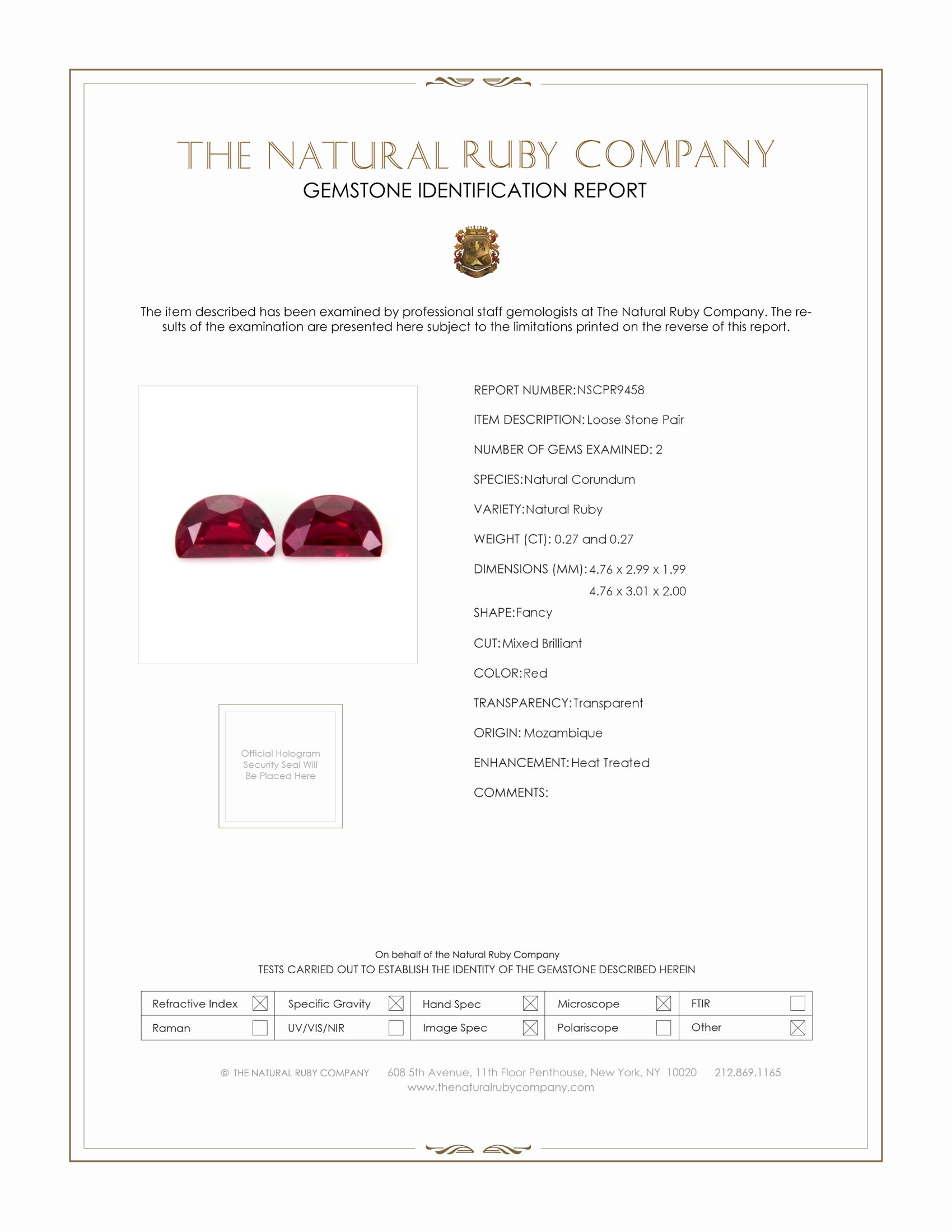 0.54 Ct.Tw. Ruby Pair from Mozambique