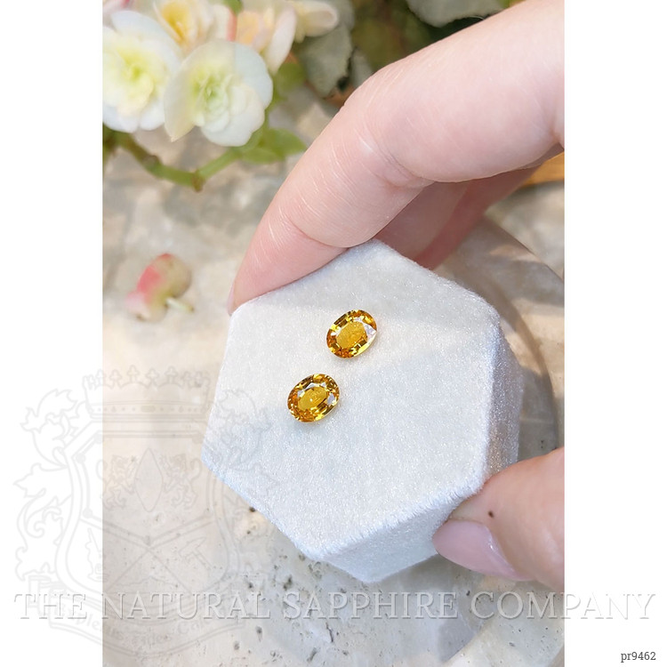 2.87 Ct.Tw. Yellowish Orange Sapphire Pair from Ceylon (Sri Lanka)