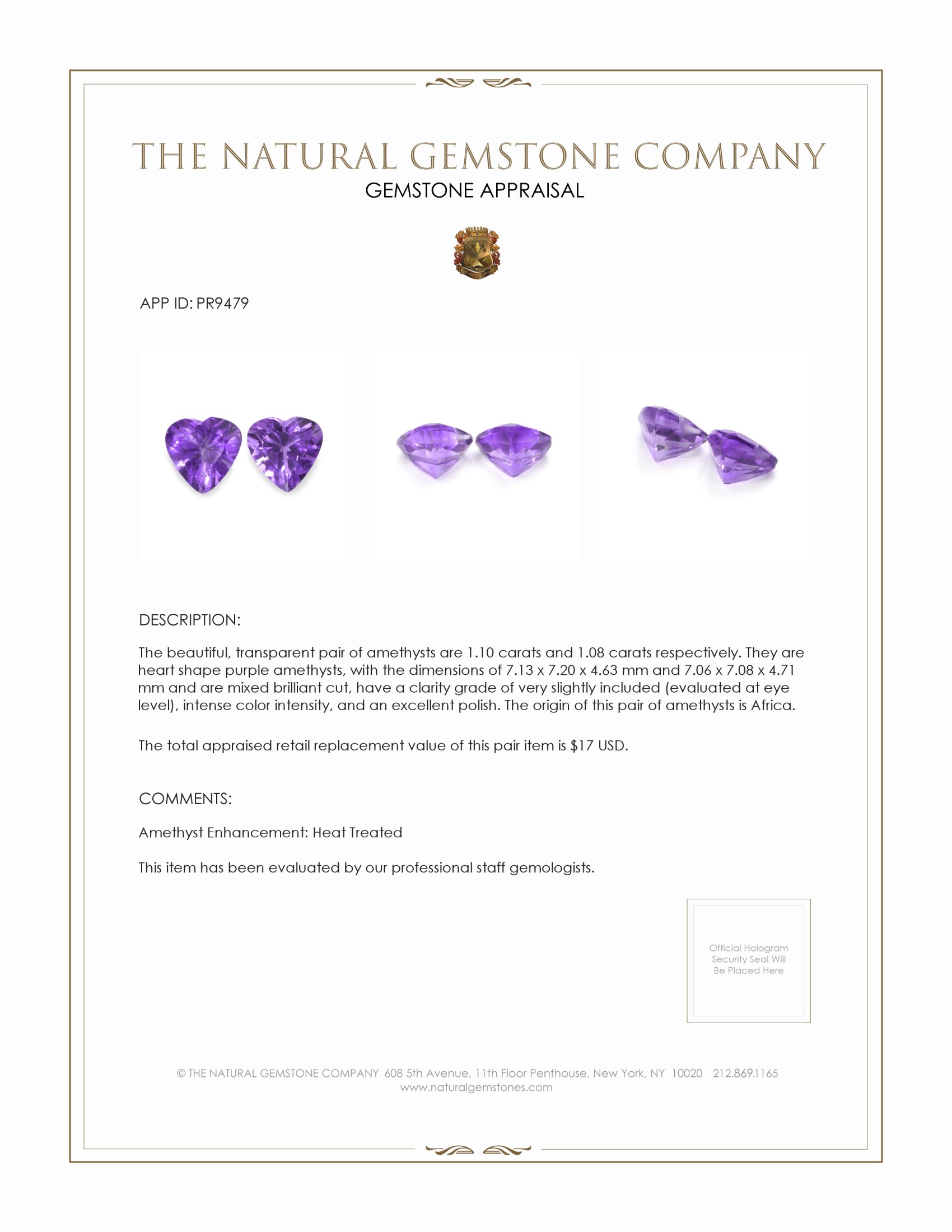 2.18 Ct.Tw. Amethyst Pair from Africa