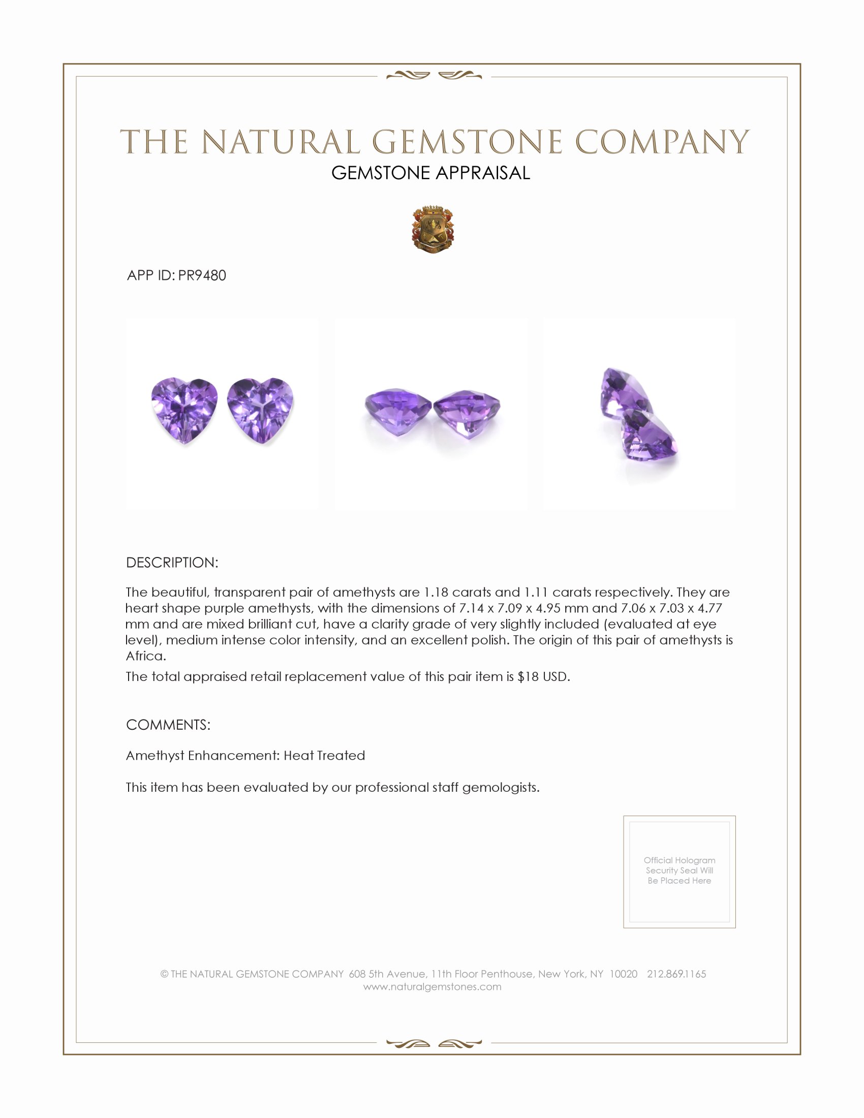 2.29 Ct.Tw. Amethyst Pair from Africa