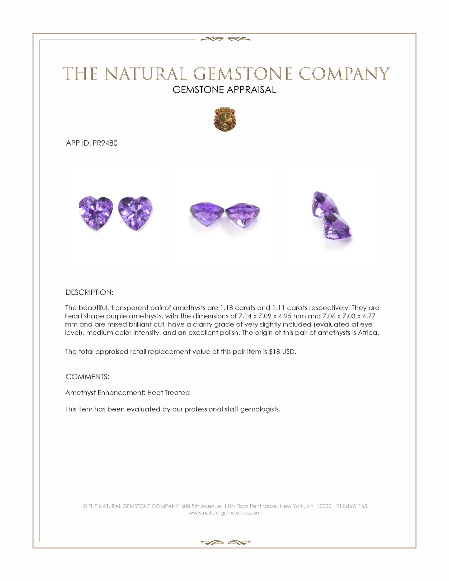 2.29 Ct.Tw. Purple Amethyst Pair from Africa