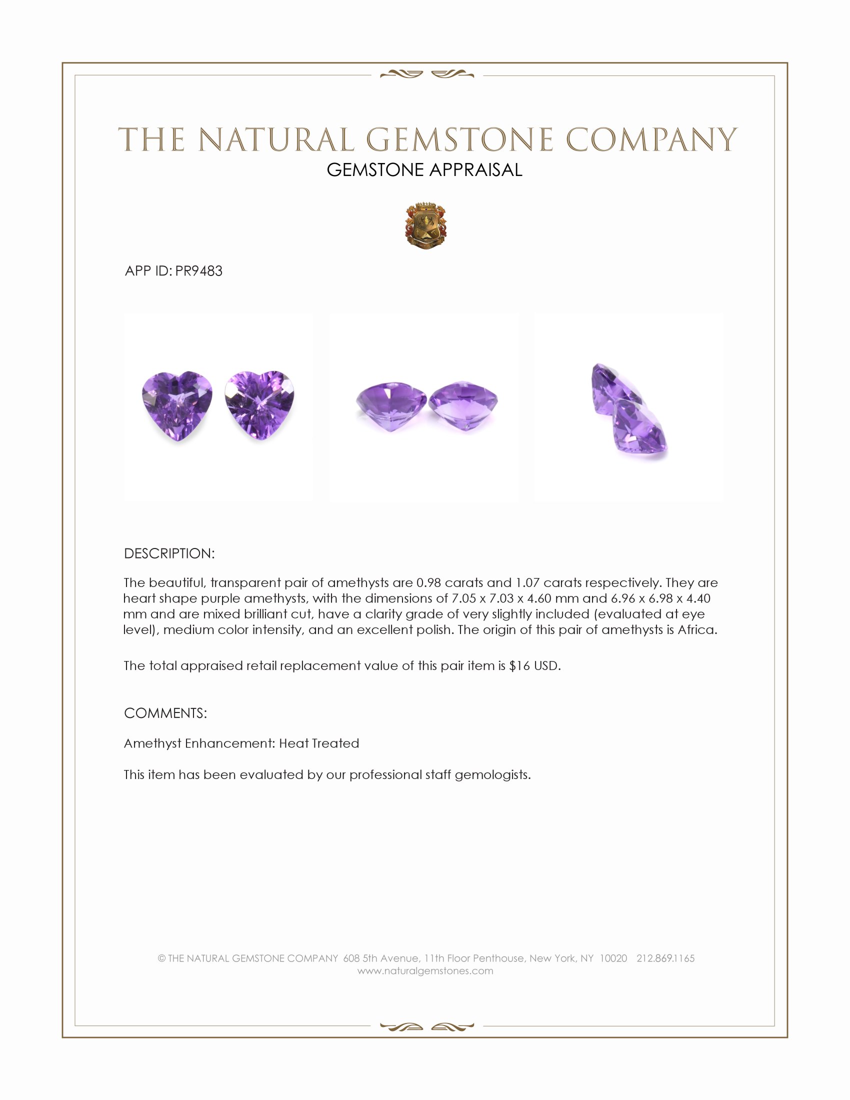 2.05 Ct.Tw. Amethyst Pair from Africa