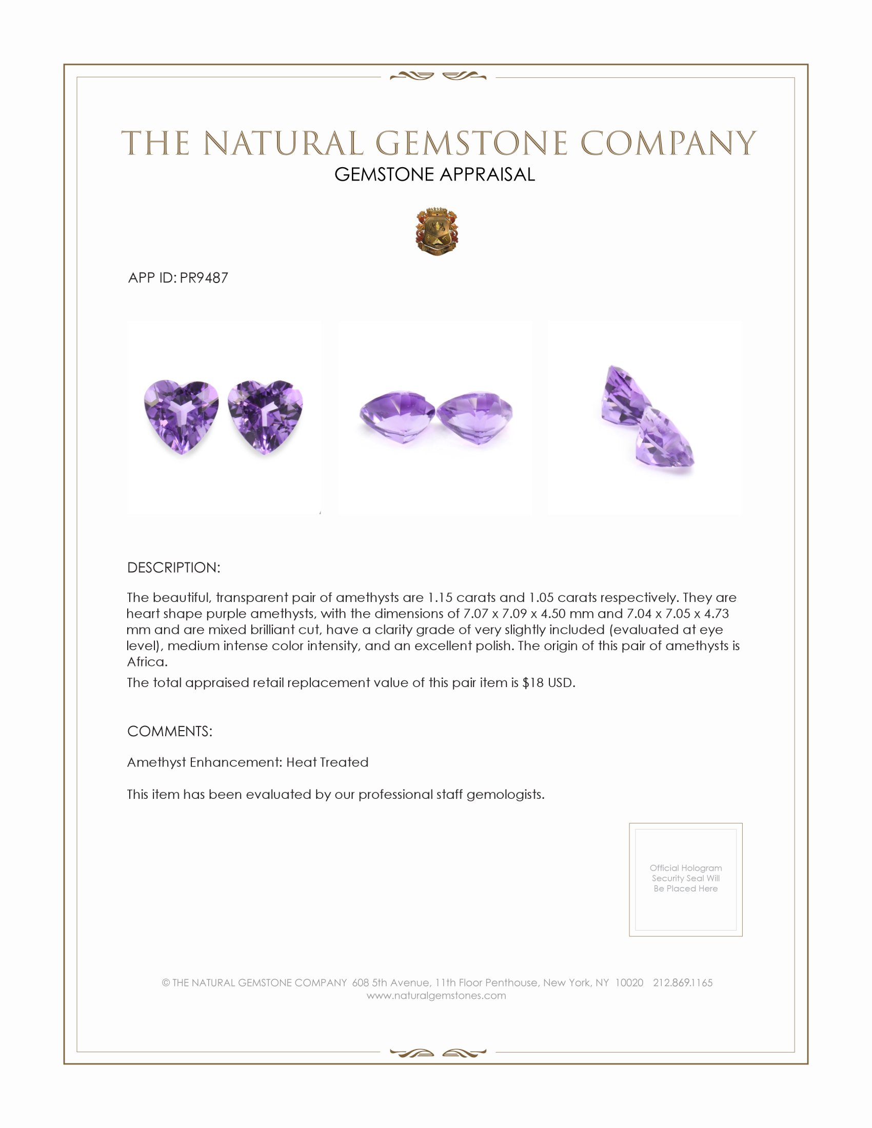 2.20 Ct.Tw. Amethyst Pair from Africa