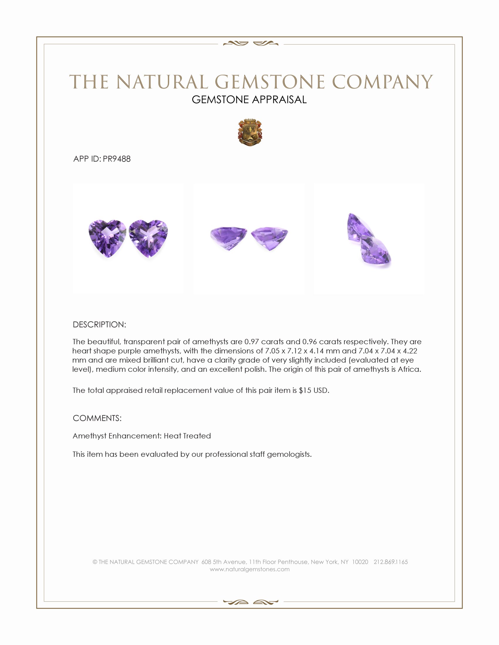 1.93 Ct.Tw. Purple Amethyst Pair from Africa