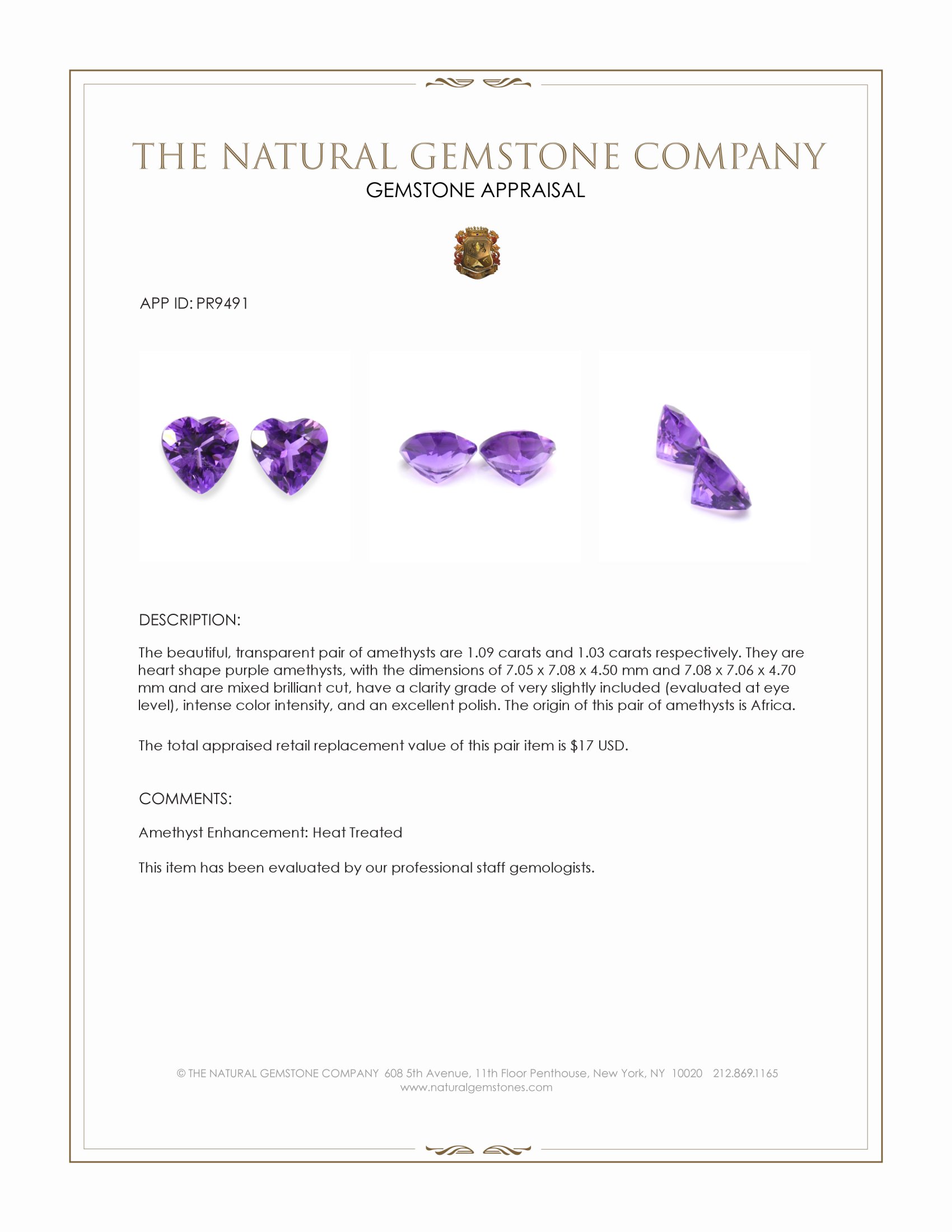 2.12 Ct.Tw. Purple Amethyst Pair from Africa