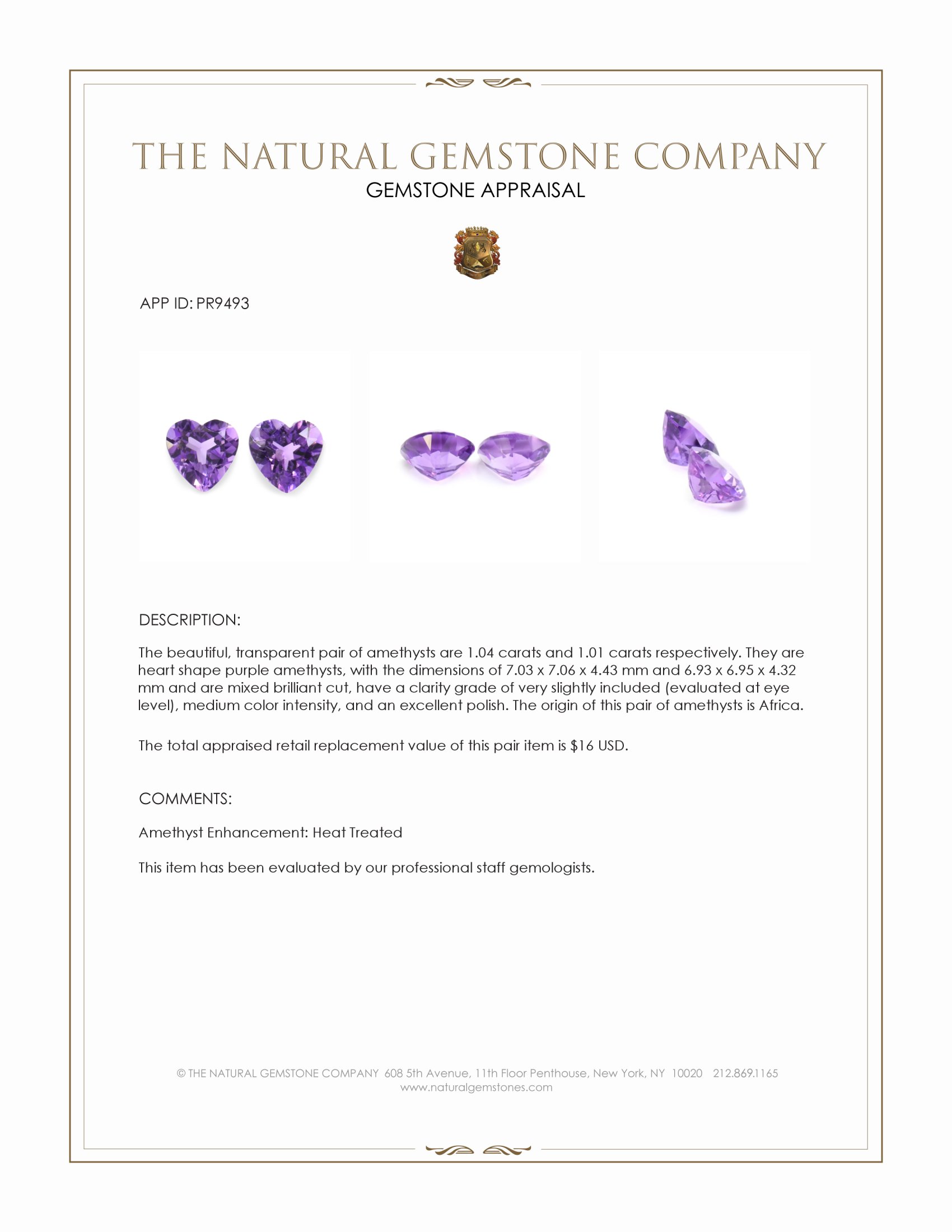 2.05 Ct.Tw. Purple Amethyst Pair from Africa