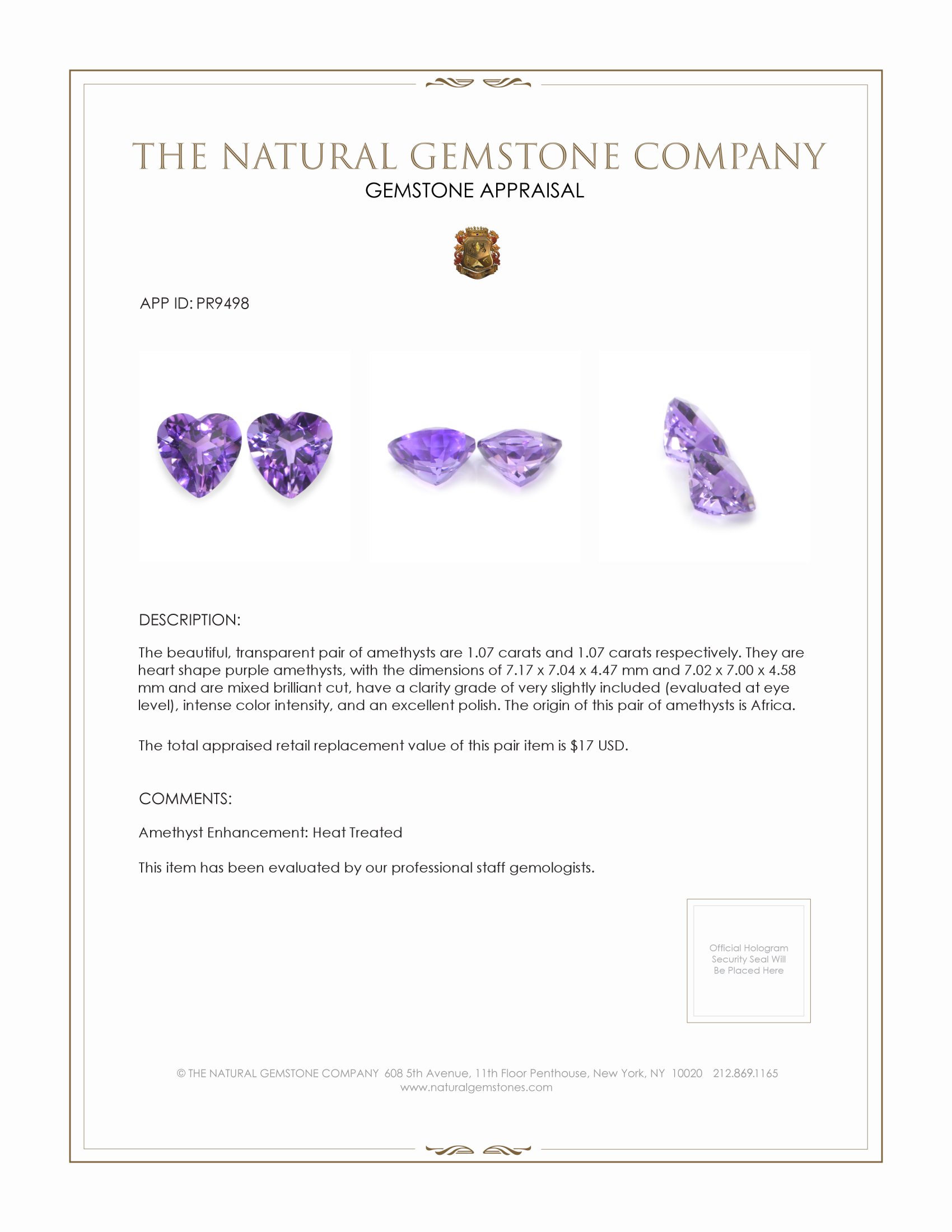 2.14 Ct.Tw. Amethyst Pair from Africa