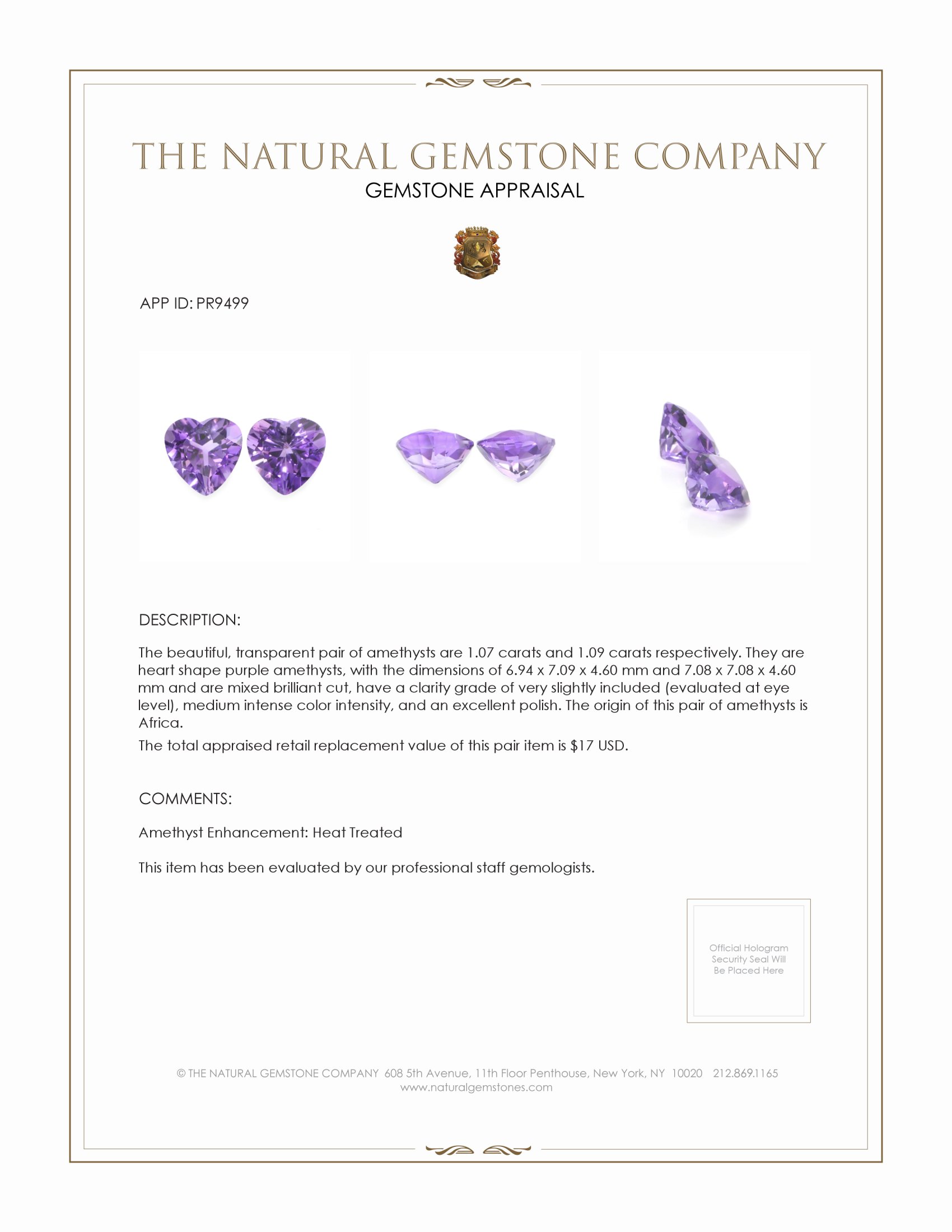 2.16 Ct.Tw. Amethyst Pair from Africa