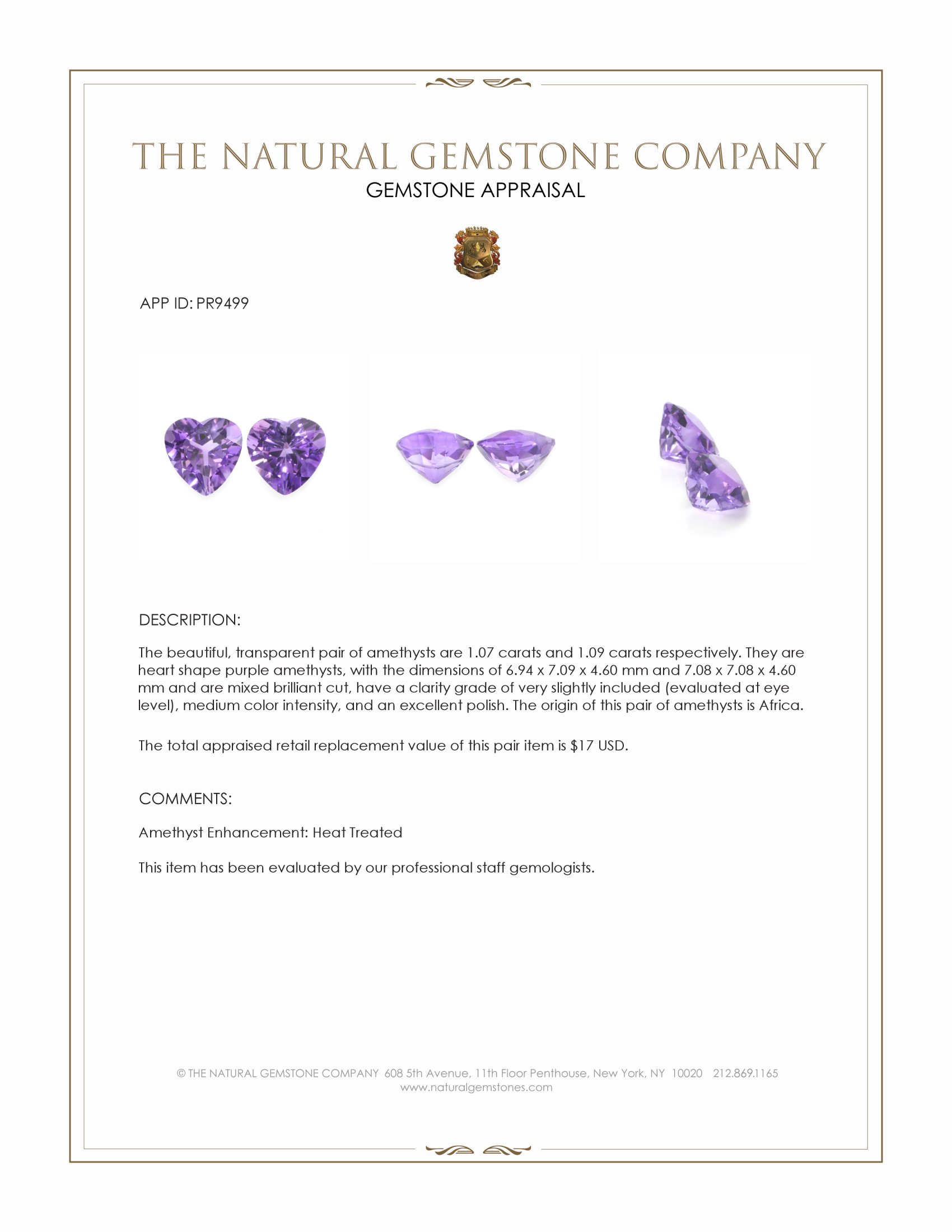 2.16 Ct.Tw. Amethyst Pair from Africa