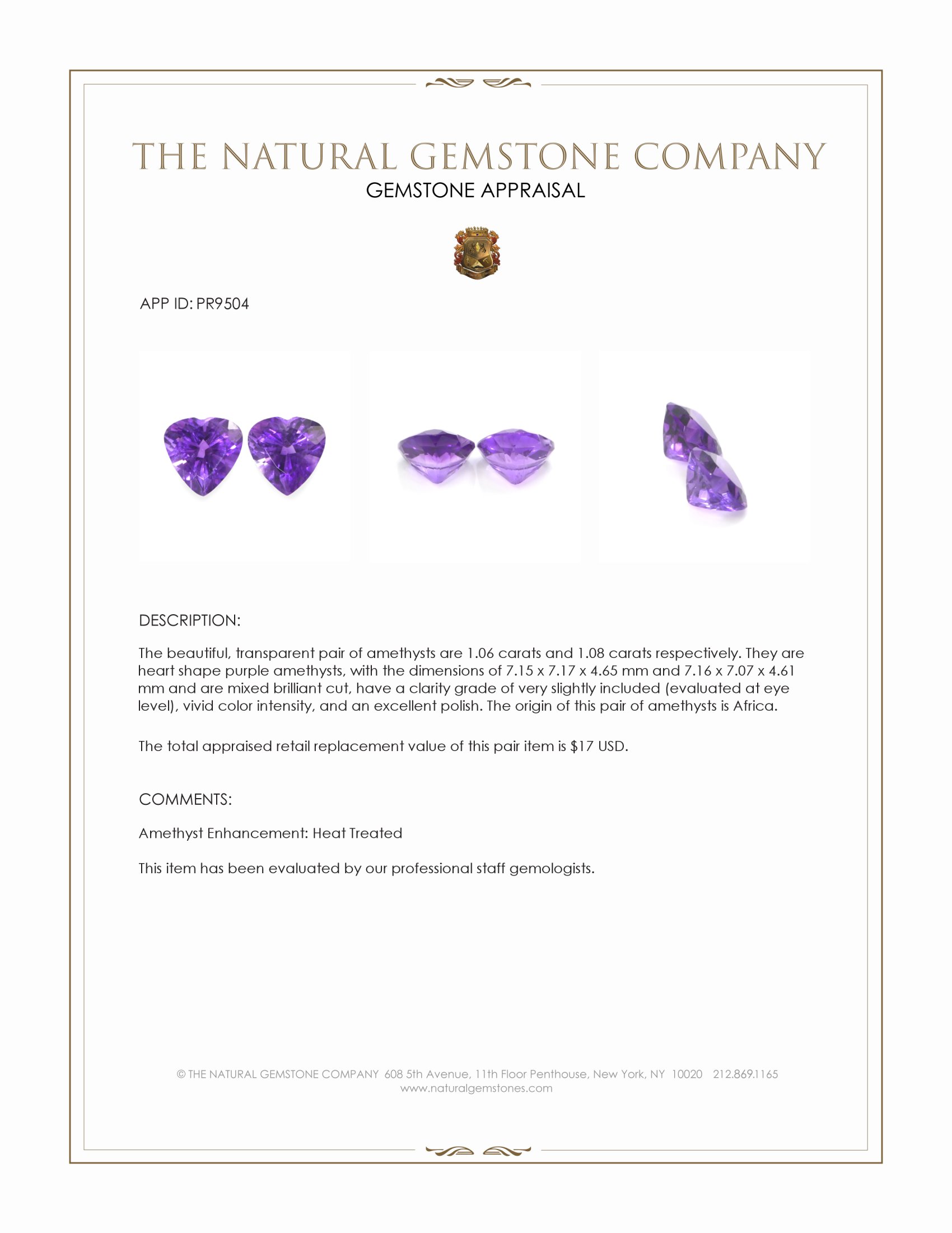 2.14 Ct.Tw. Purple Amethyst Pair from Africa