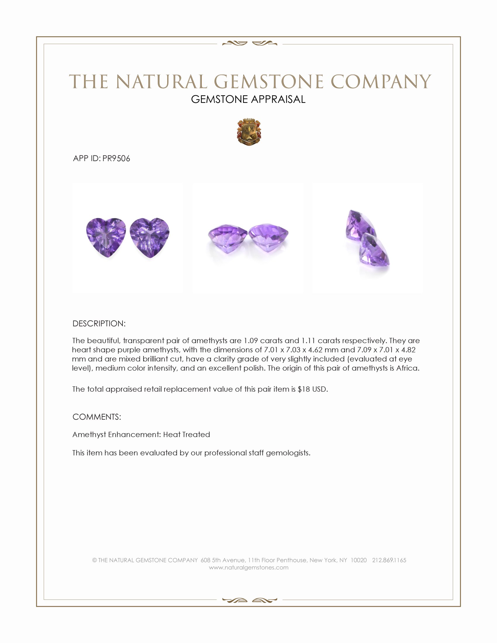 2.20 Ct.Tw. Amethyst Pair from Africa