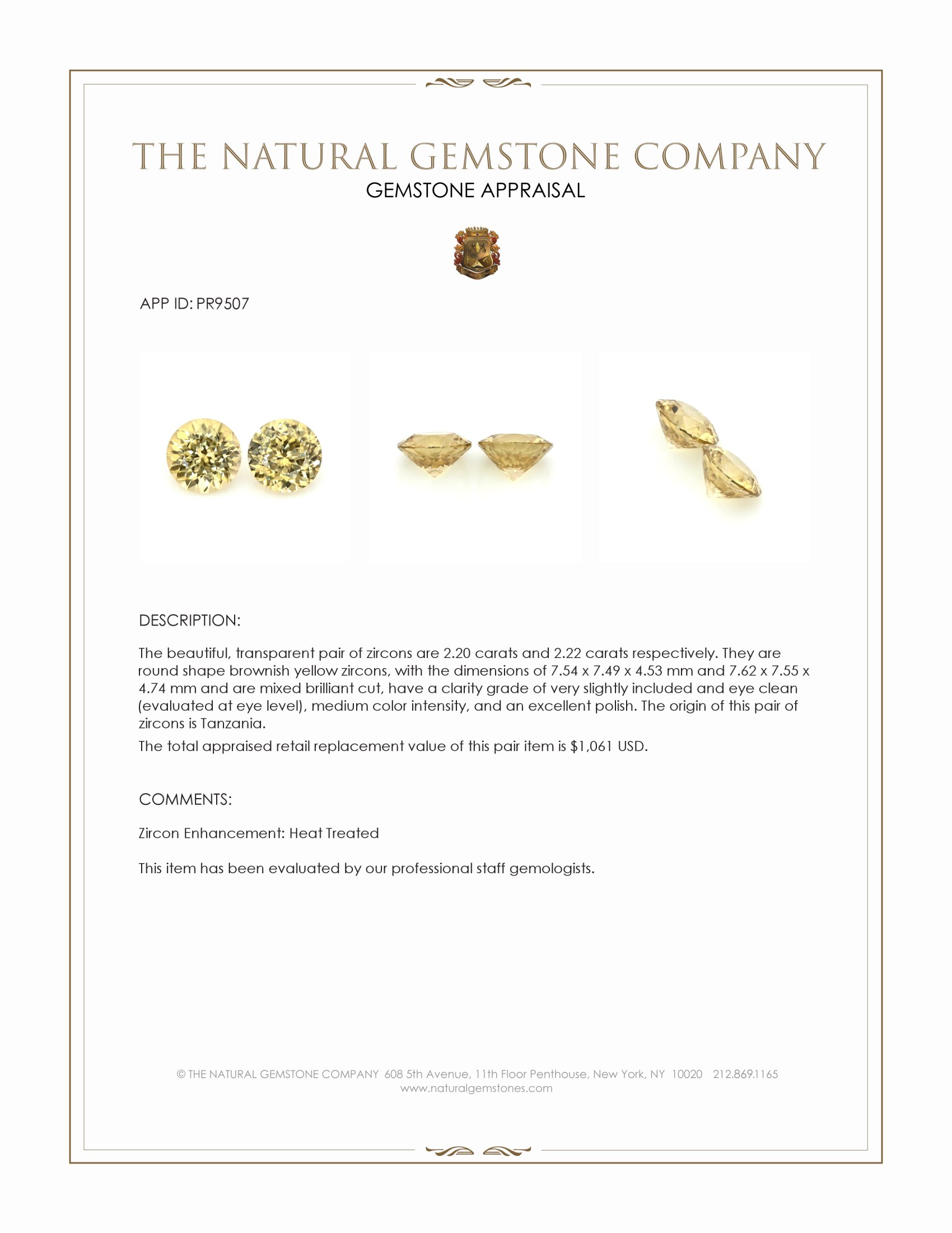 4.42 Ct.Tw. Zircon Pair from Tanzania