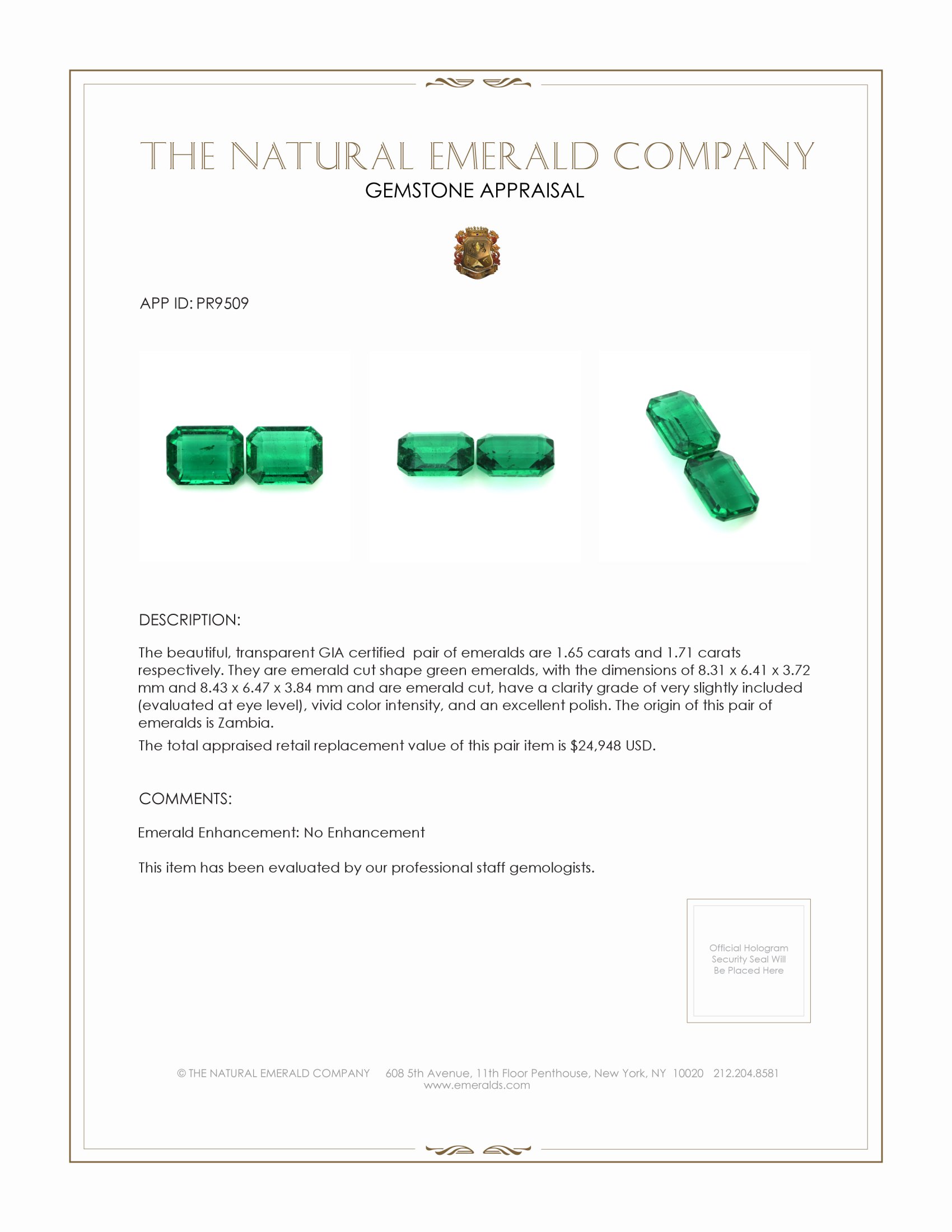 3.36 Ct.Tw. Emerald Pair from Zambia