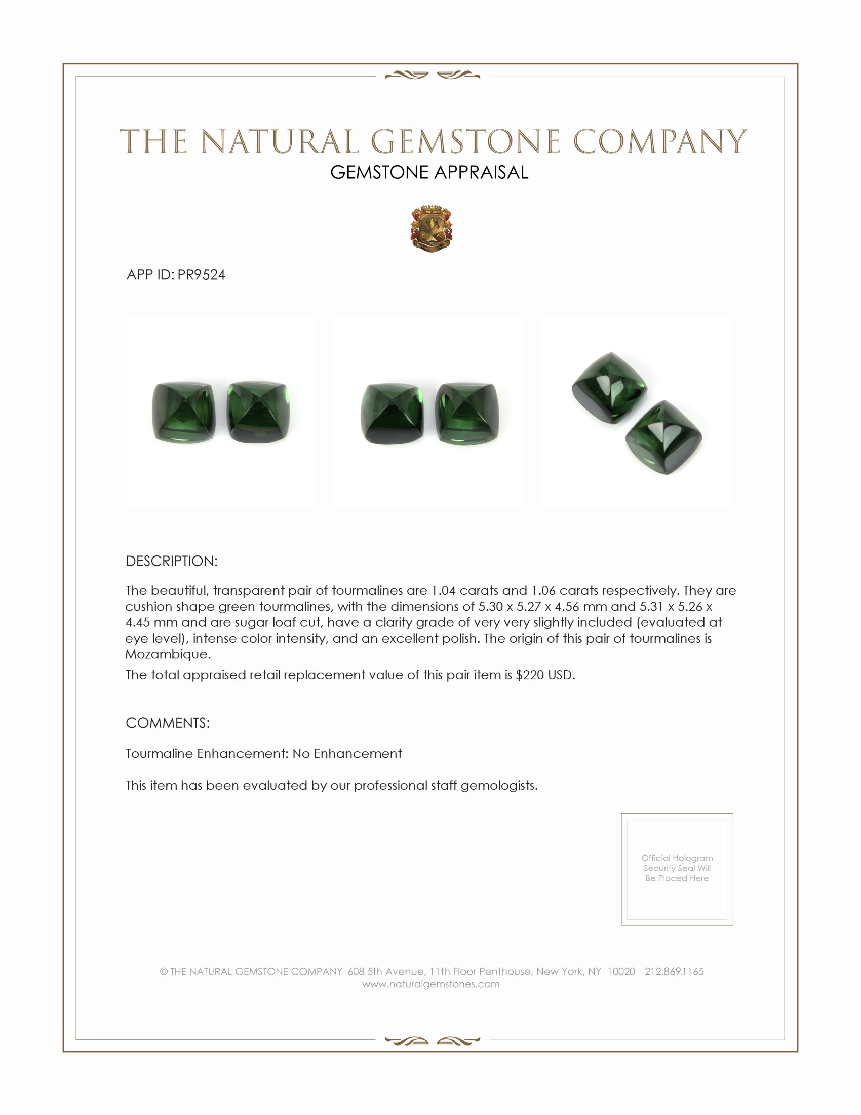 2.10 Ct.Tw. Cabochon Tourmaline Pair from Mozambique