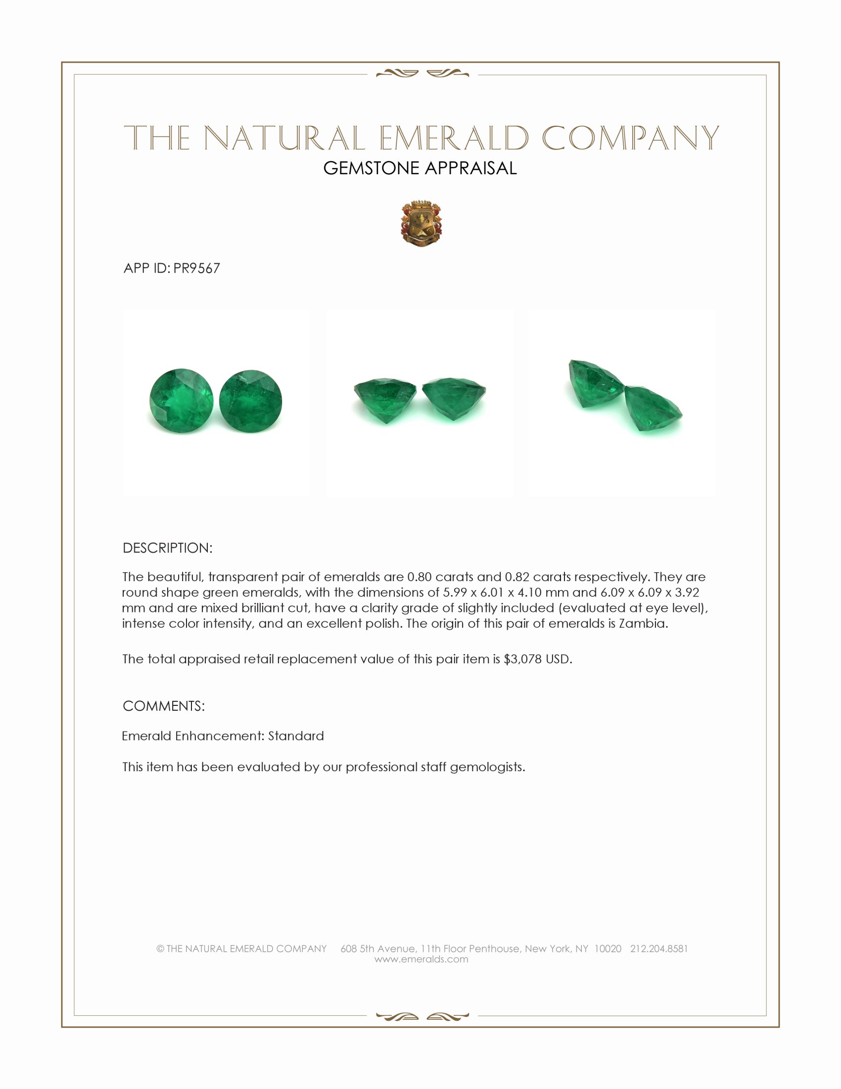 1.62 Ct.Tw. Emerald Pair from Zambia