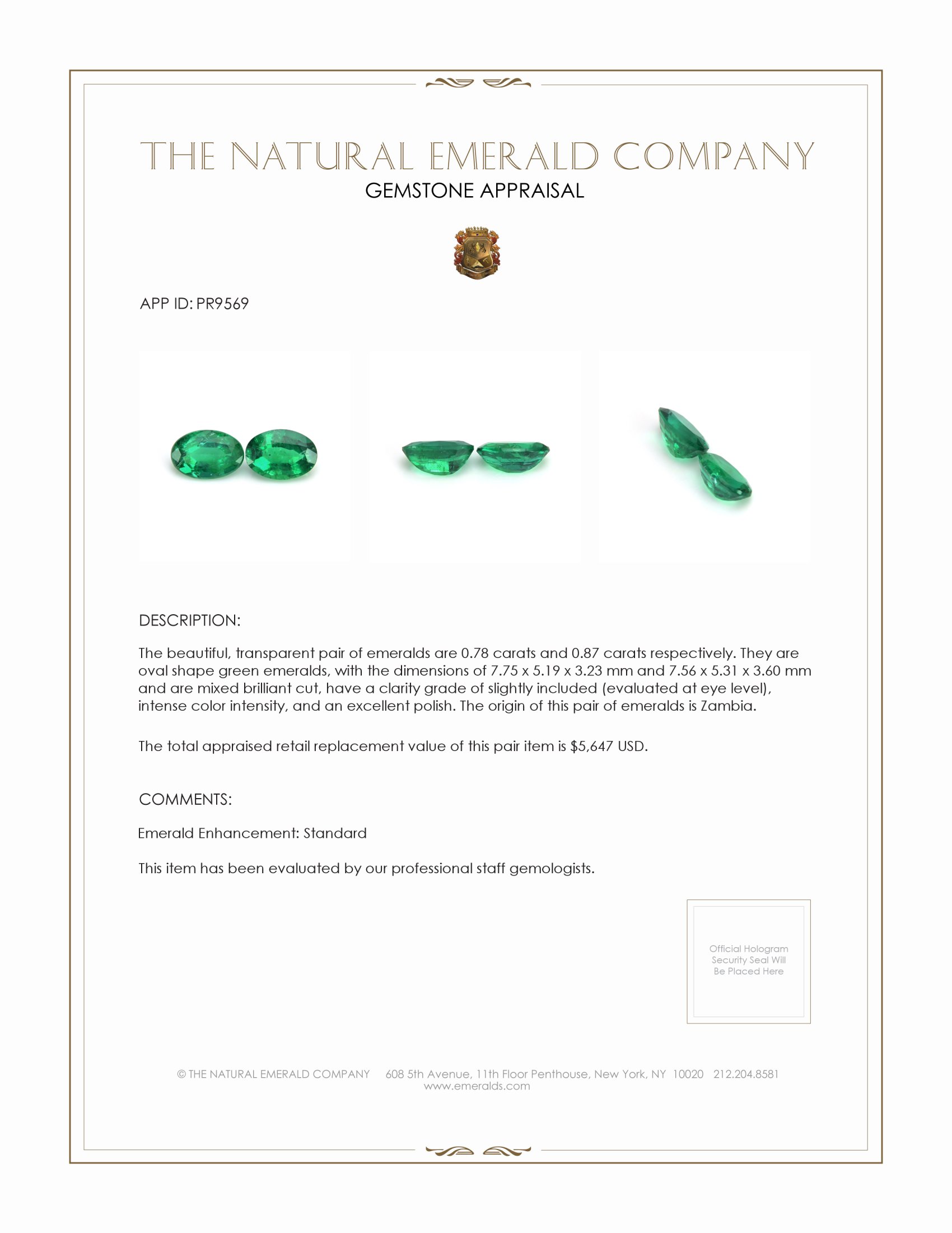 1.65 Ct.Tw. Emerald Pair from Zambia