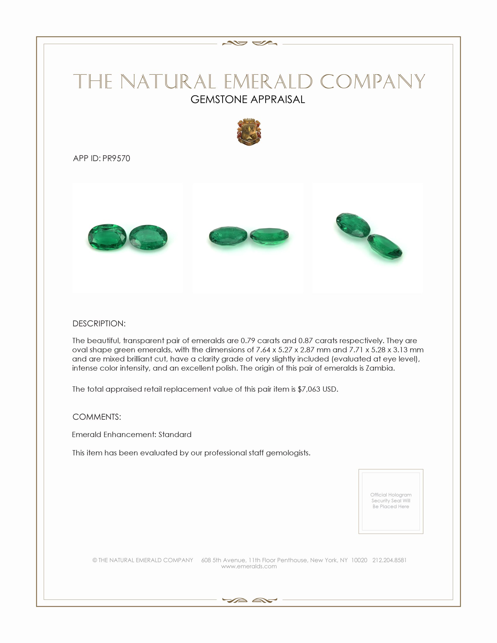 1.66 Ct.Tw. Emerald Pair from Zambia