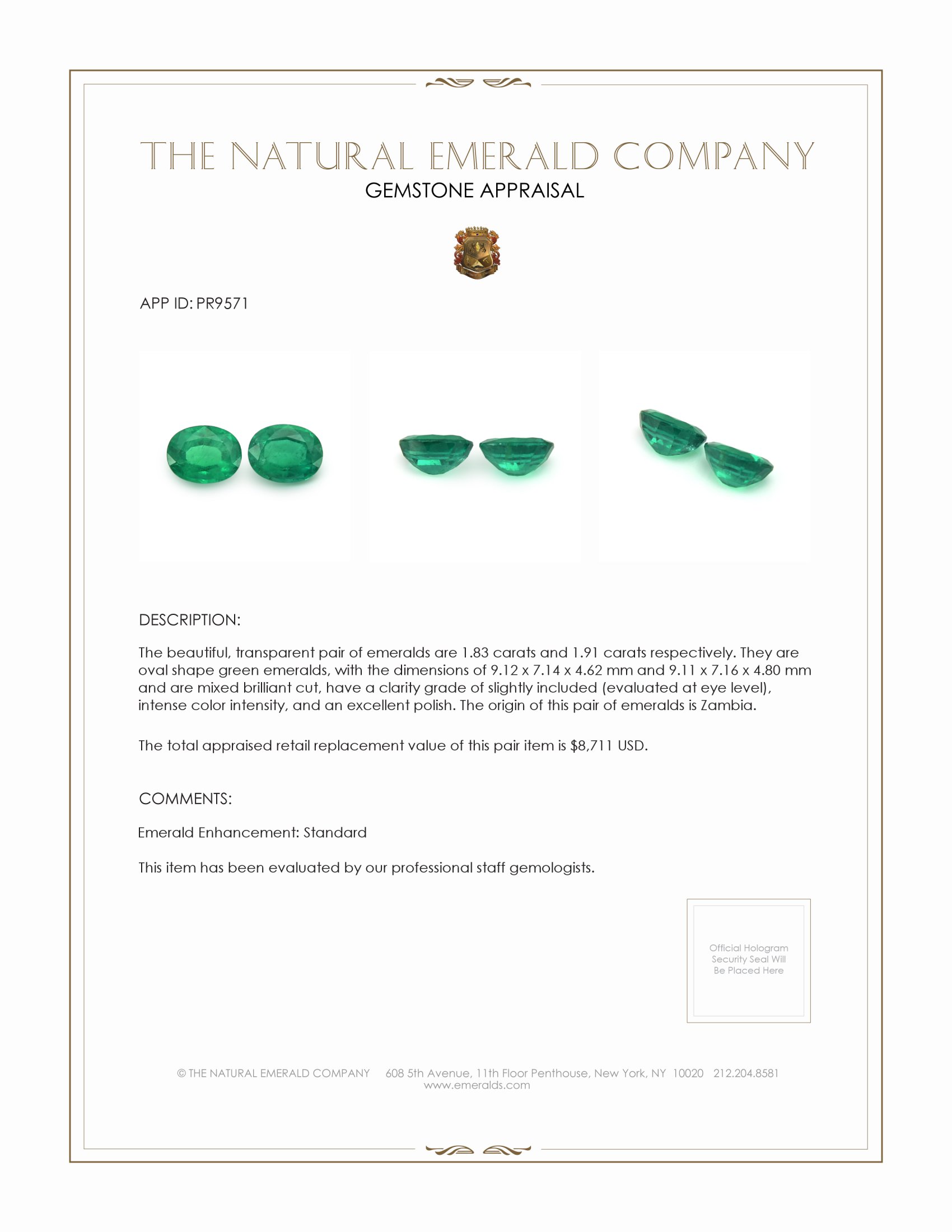 3.74 Ct.Tw. Emerald Pair from Zambia