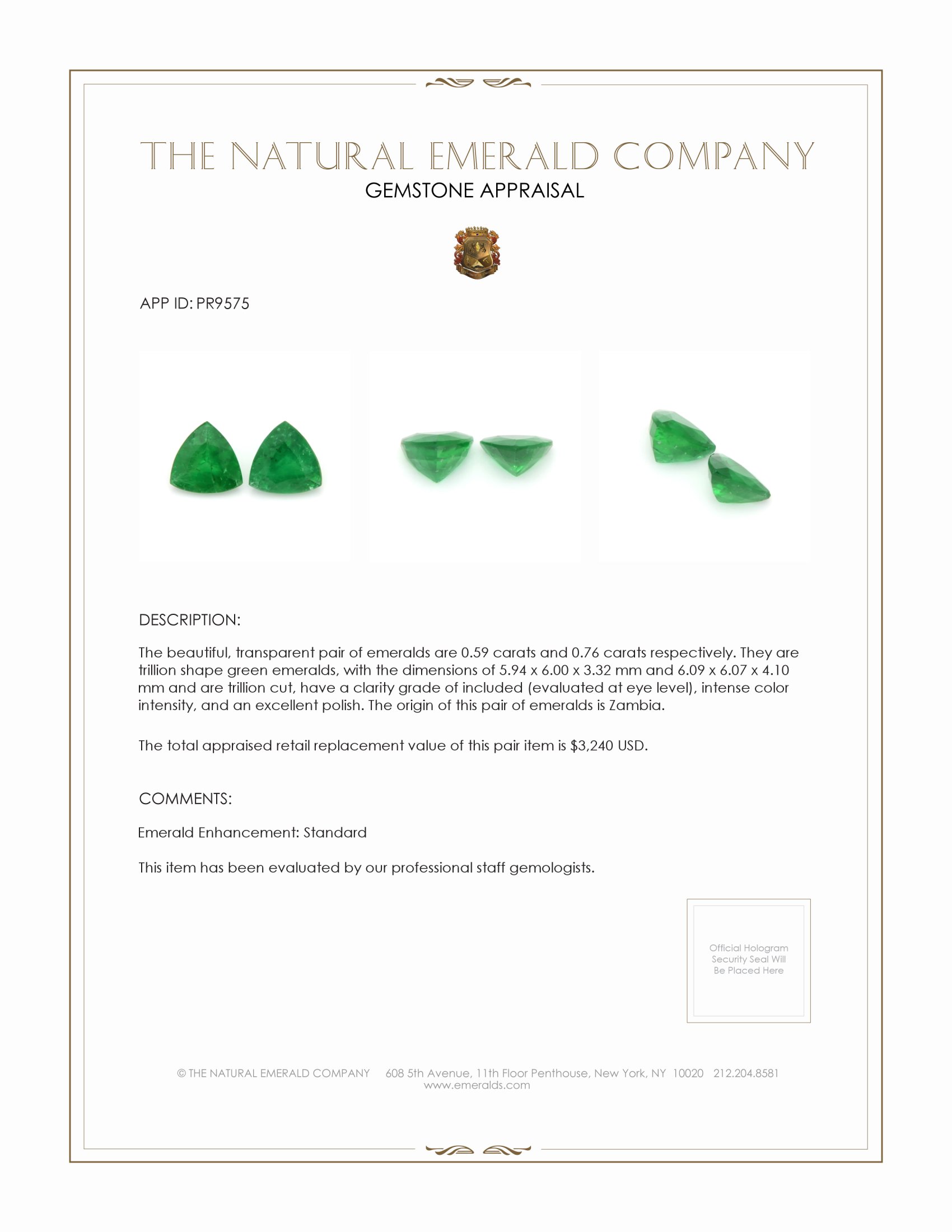 1.35 Ct.Tw. Emerald Pair from Zambia